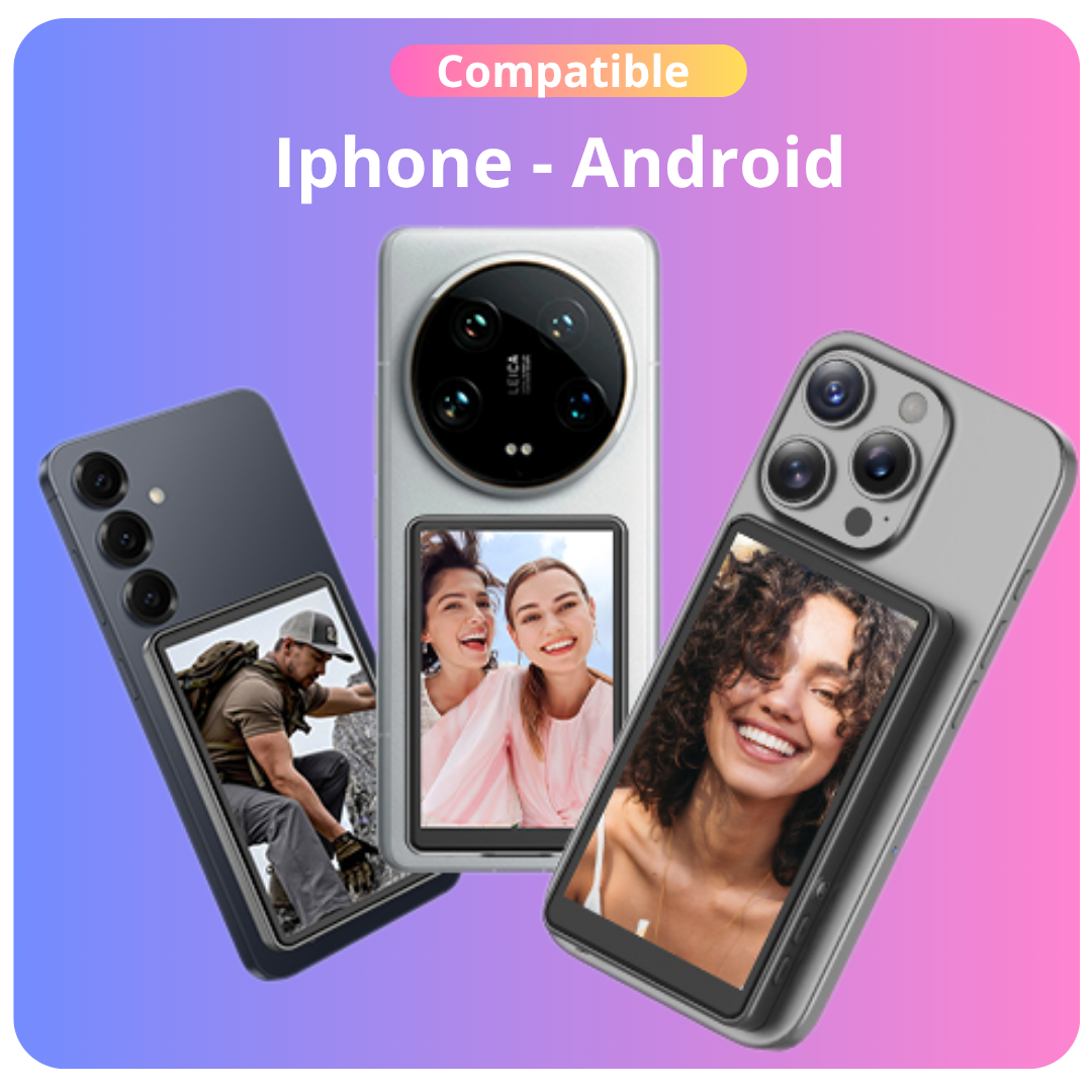 PANTALLA SELFIE MAGNÉTICA PARA IPHONE Y ANDROID CON CONTROL BLUETOOTH Y BRILLO AJUSTABLE SELFIE T1 - GRIS - 3