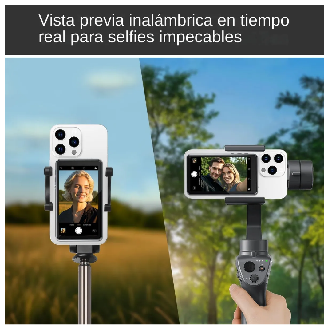 PANTALLA SELFIE MAGNÉTICA PARA IPHONE Y ANDROID CON CONTROL BLUETOOTH Y BRILLO AJUSTABLE SELFIE T1 - BLANCO - 5