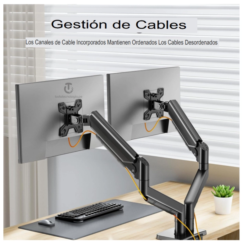 SOPORTE DE MONITOR DUAL 2 PANTALLAS BRAZOS ARTICULADO 13 A 32 PULGADAS ZJ-K7901 - 4