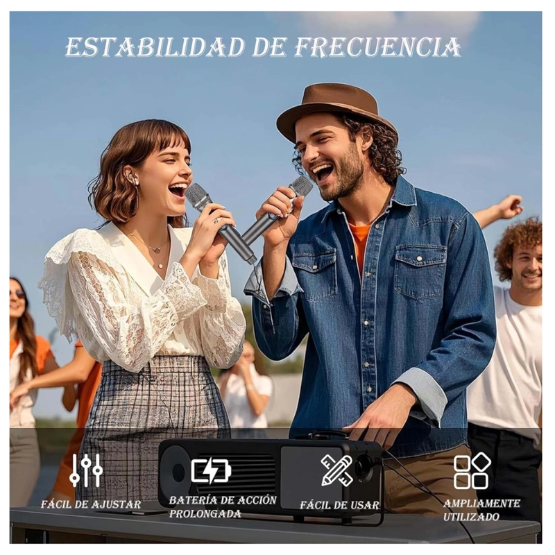 MICRÓFONO INALÁMBRICO KARAOKE DUAL 2 EN 1 RECARGABLE PARA EVENTOS KMS-902MC - 2