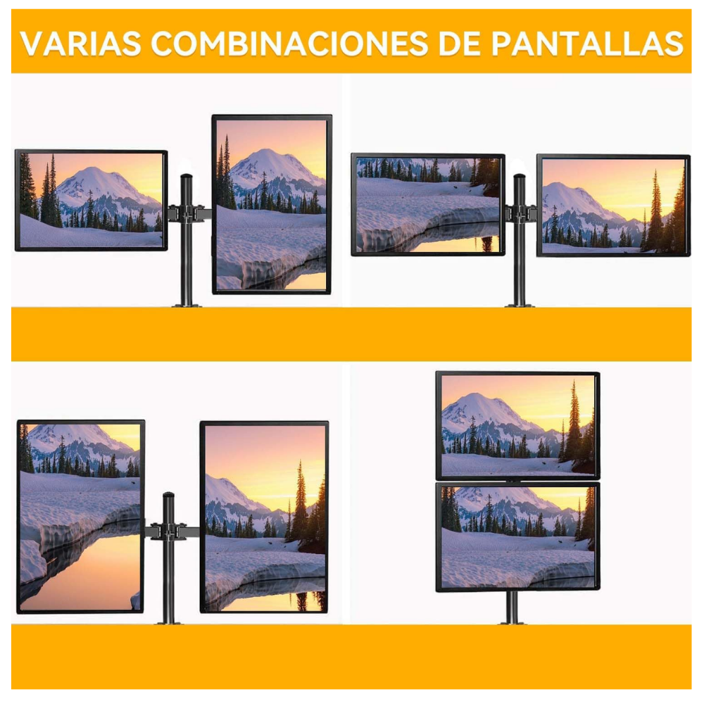 SOPORTE RACK BASE DE MONITOR DUAL 2 PANTALLAS MONITORES BRAZOS ARTICULADO 13 A 32 PULGADAS Z022 - 4