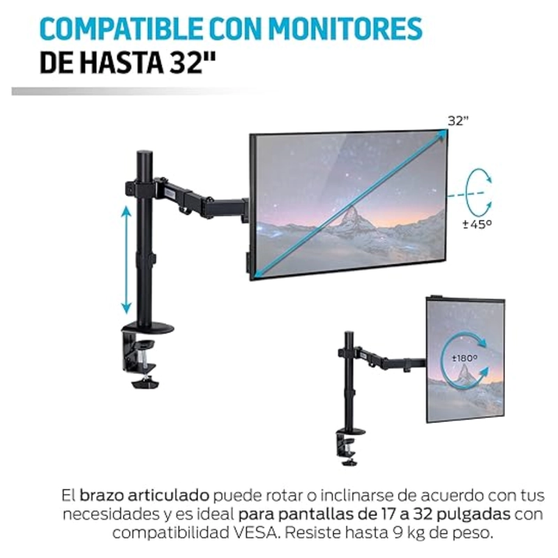 SOPORTE ESCRITORIO 17 A 32 PULGADAS RACK BASE PARA MONITOR INCLINABLE PM50 - 5
