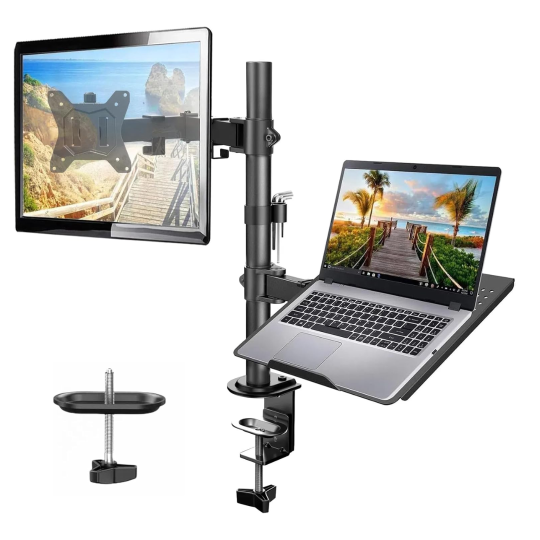 SOPORTE 2 EN 1 PARA MONITOR Y LAPTOP 13-32 Y LAPTOP DE 10 A 17 CON BRAZO ARTICULADO ERGONÓMICO ZJ-K7902 - 1