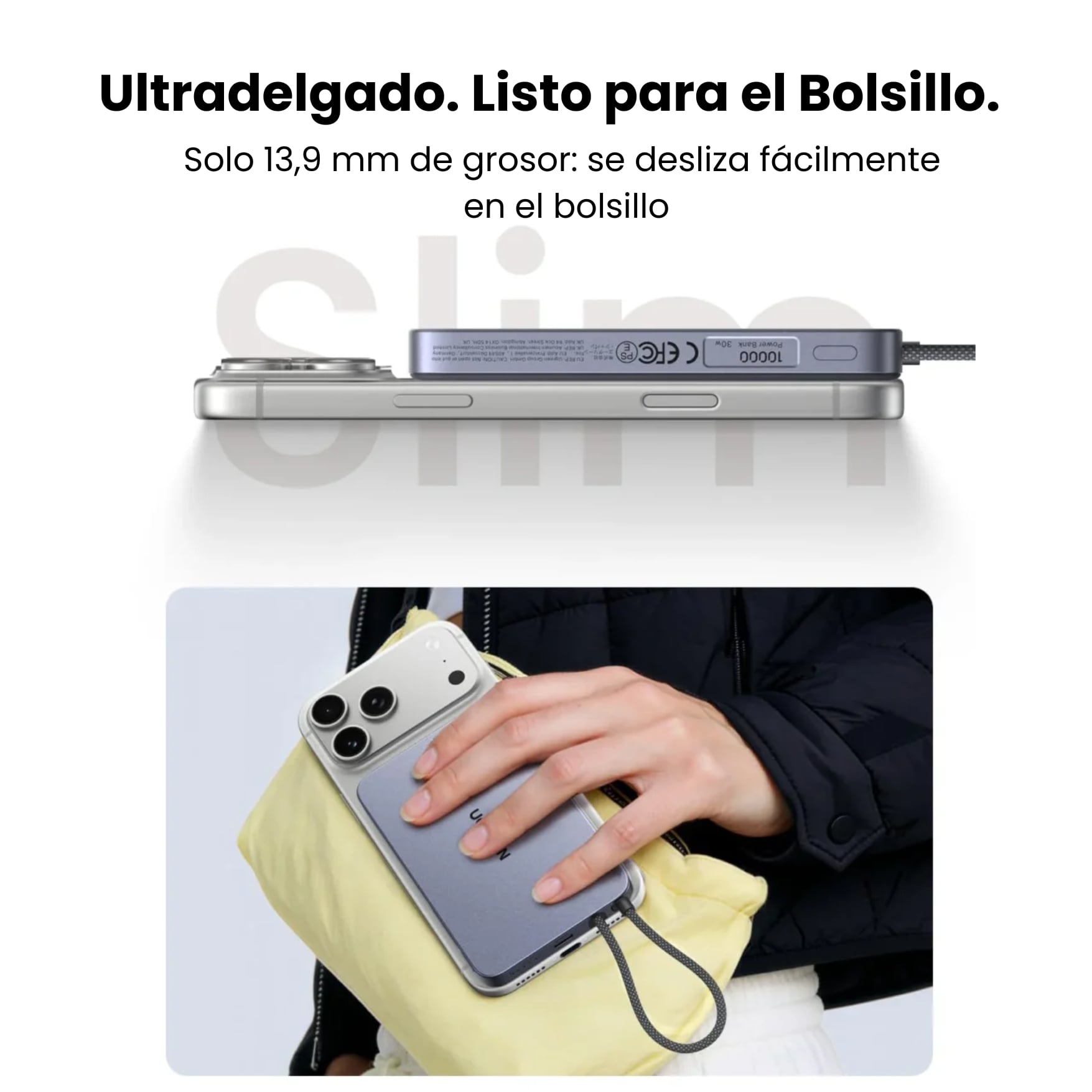 POWER BANK UGREEN 30W CARGADOR INALÁMBRICO QI2 MAGFLOW DE 15W UGREEN  75982B PARA IPHONE SAMSUNG - 2