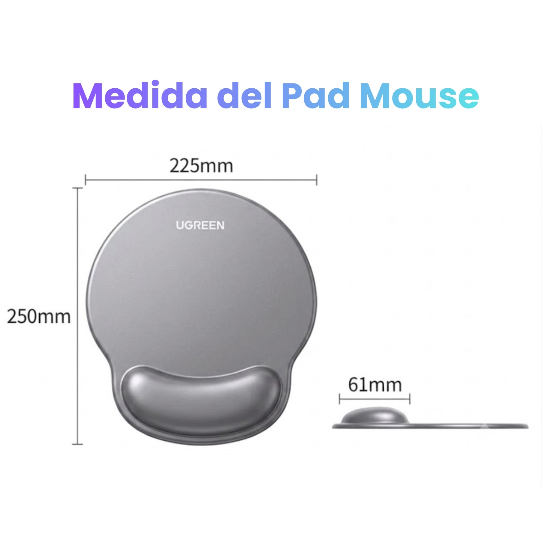 MOUSE PAD UGREEN CON SOPORTE GEL ERGONÓMICO Y ANTIDESLIZANTE PREMIUN  UGREEN LP668 – 25244 - 7