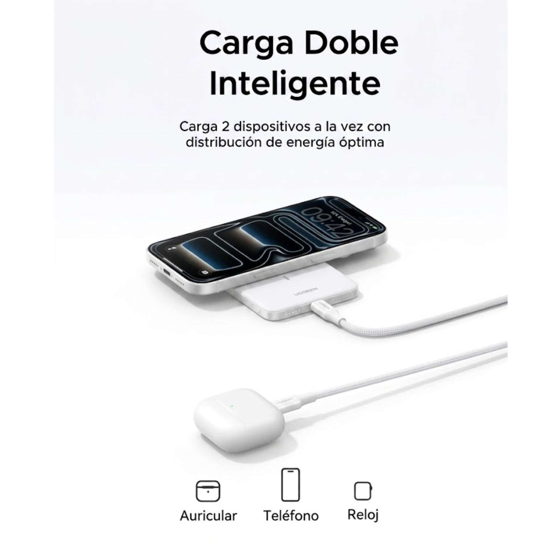 POWER BANK UGREEN MAGFLOW AIR QI2 15W ULTRADELGADO 5000MAH 20W COMPATIBLE CON MAGSAFE PARA IPHONE - 5
