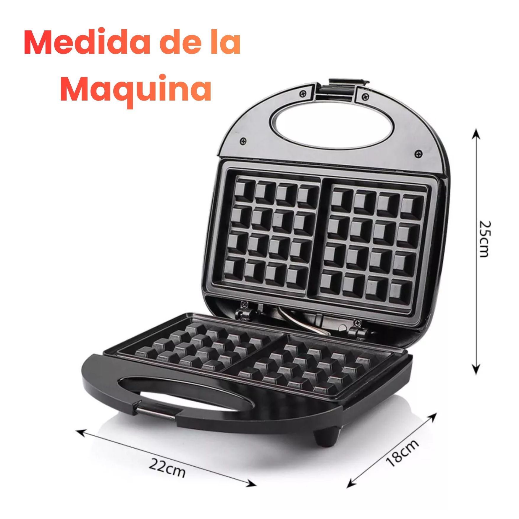MAQUINA RAF ELECTRICA WAFLERA DOBLE CARA ANTIADHERENTE 750W PARA DESAYUNOS - 2
