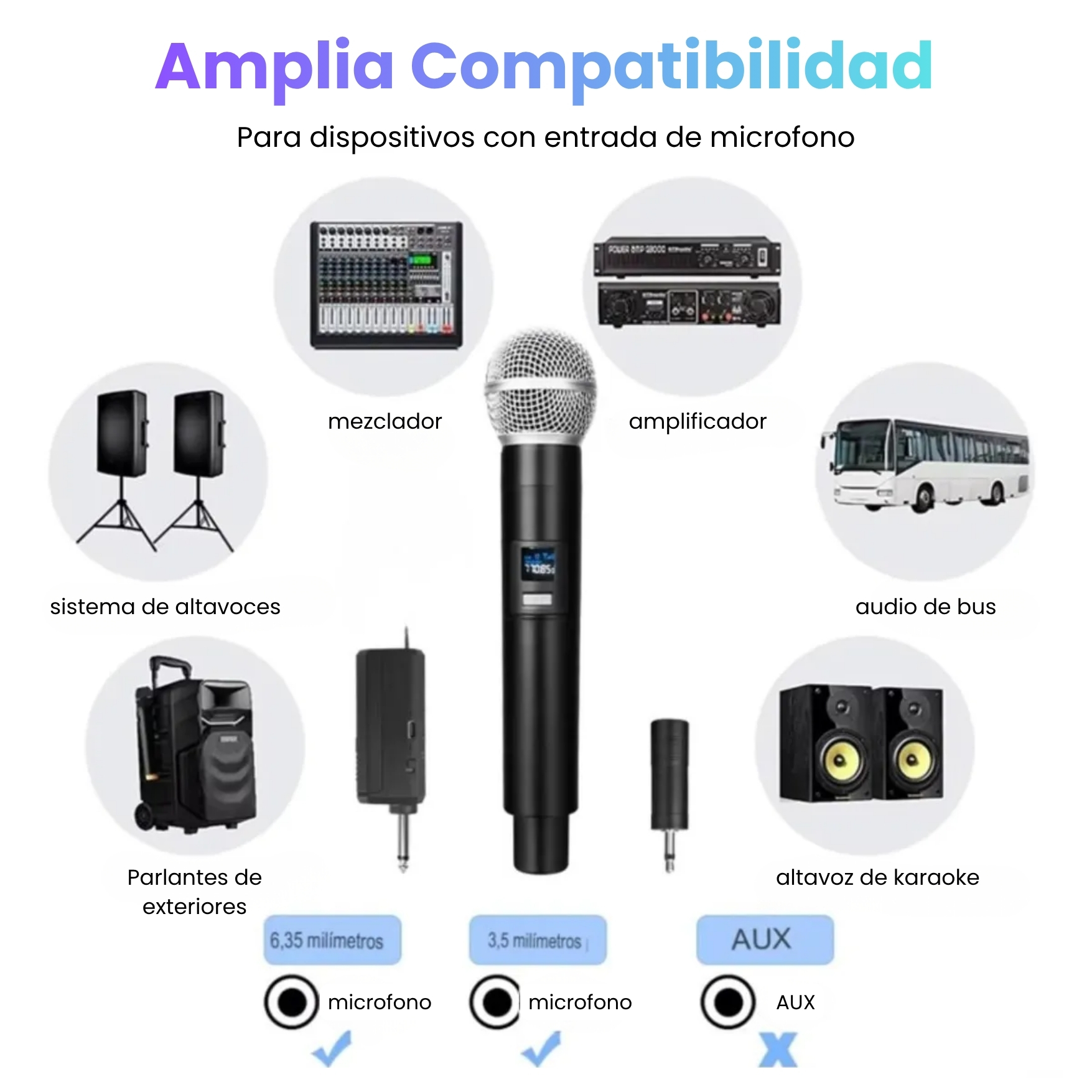 MICRÓFONO INALÁMBRICO PARA ESCENARIO EVENTOS KARAOKE 2 UND DUAL UHF 15M RECARGABLE GREEN - 2