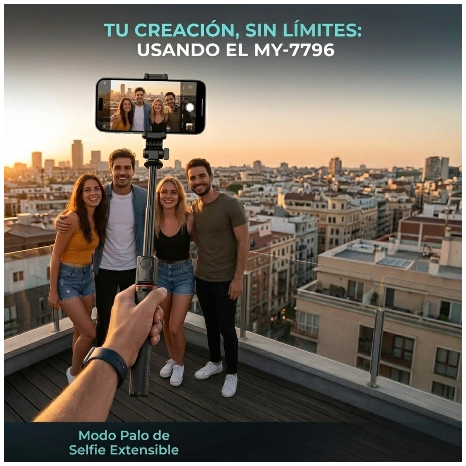 PALO SELFIE STICK TRIPODE EXTRA LARGO CONTROL BLUETOOTH 170CM TRANSMISIONES  VIVO TIKTOK - 3