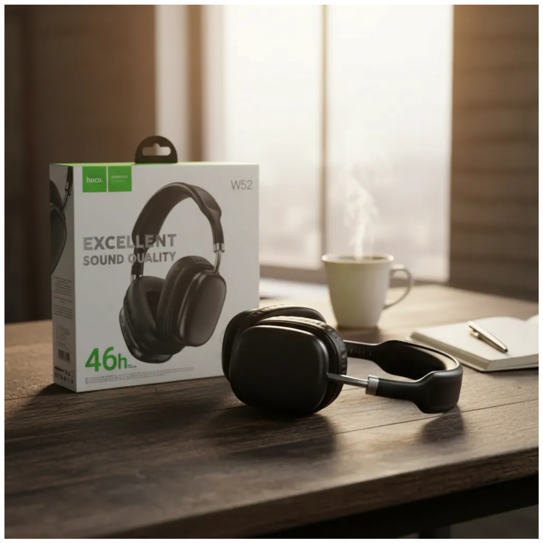 AUDÍFONO DE VINCHA INALÁMBRICO HOCO W52 46 HORAS MUSICA BLUETOOTH ESTÉREO NEGRO - 6