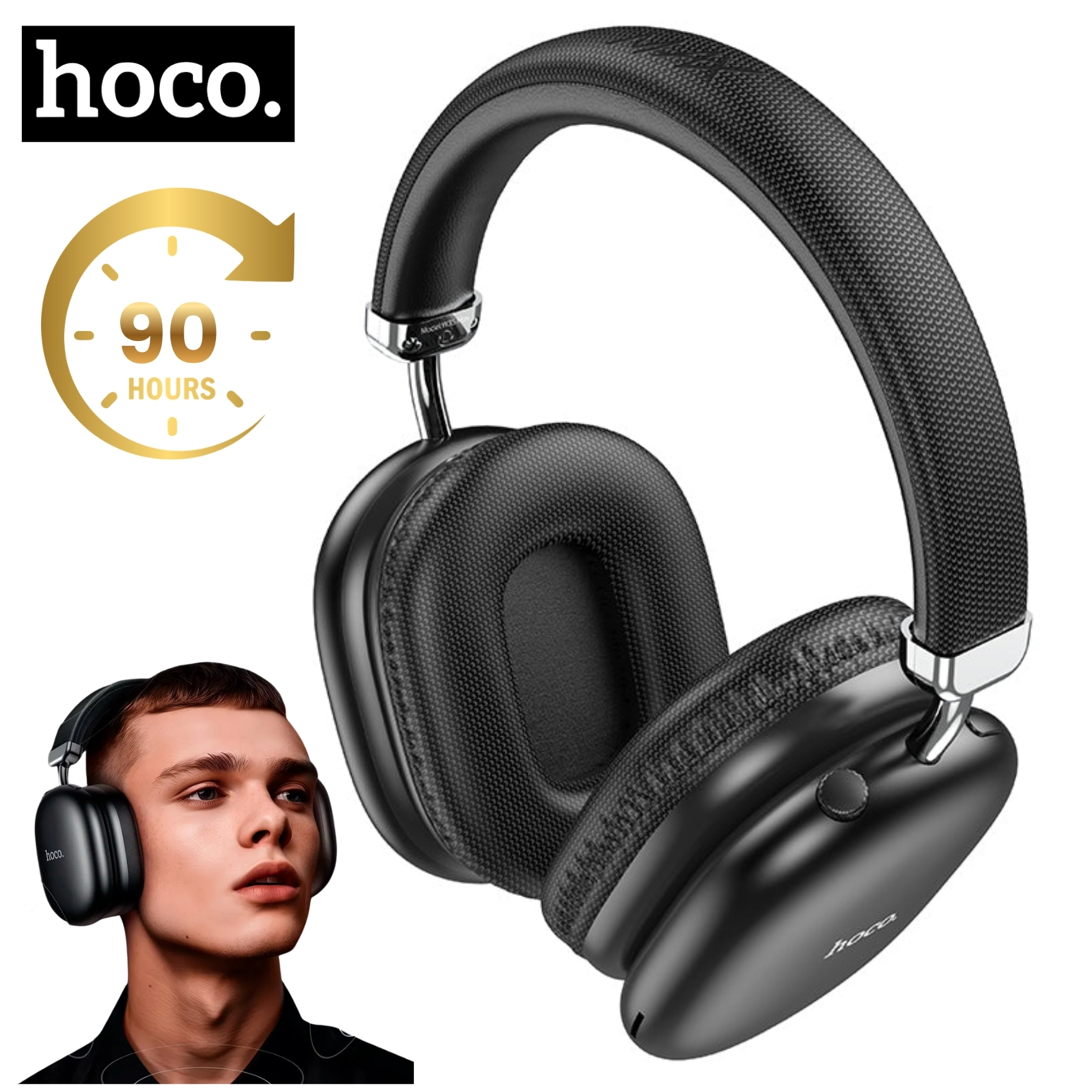 AUDIFONO BLUETOOTH HOCO W35 MAX INALÁMBRICO DE VINCHA 90 HORAS BATERÍA OVER EAR - 1