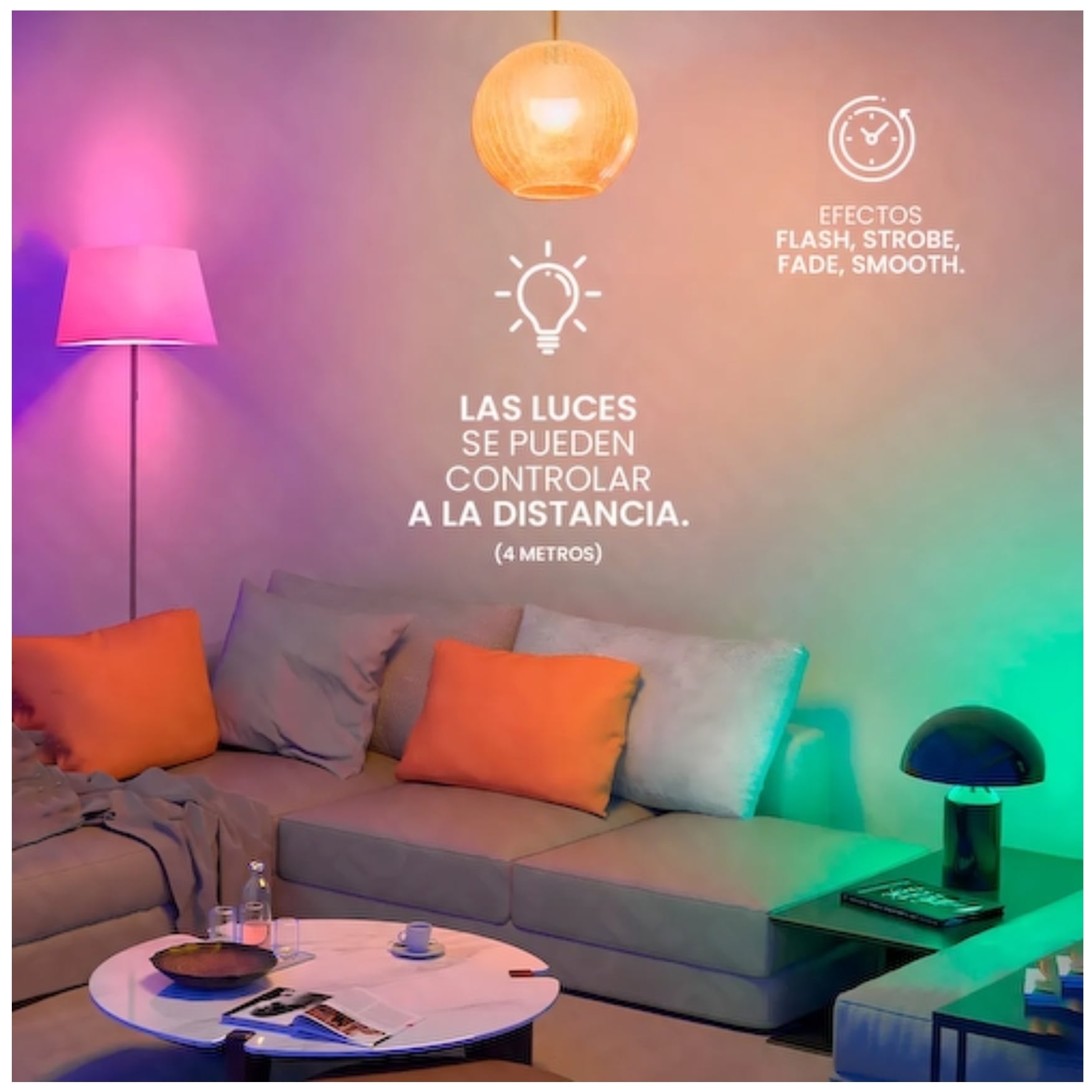 FOCO RGB MULTICOLOR 9W CON CONTROL REMOTO PARA ILUMINACIÓN CUARTO HABITACION - 3