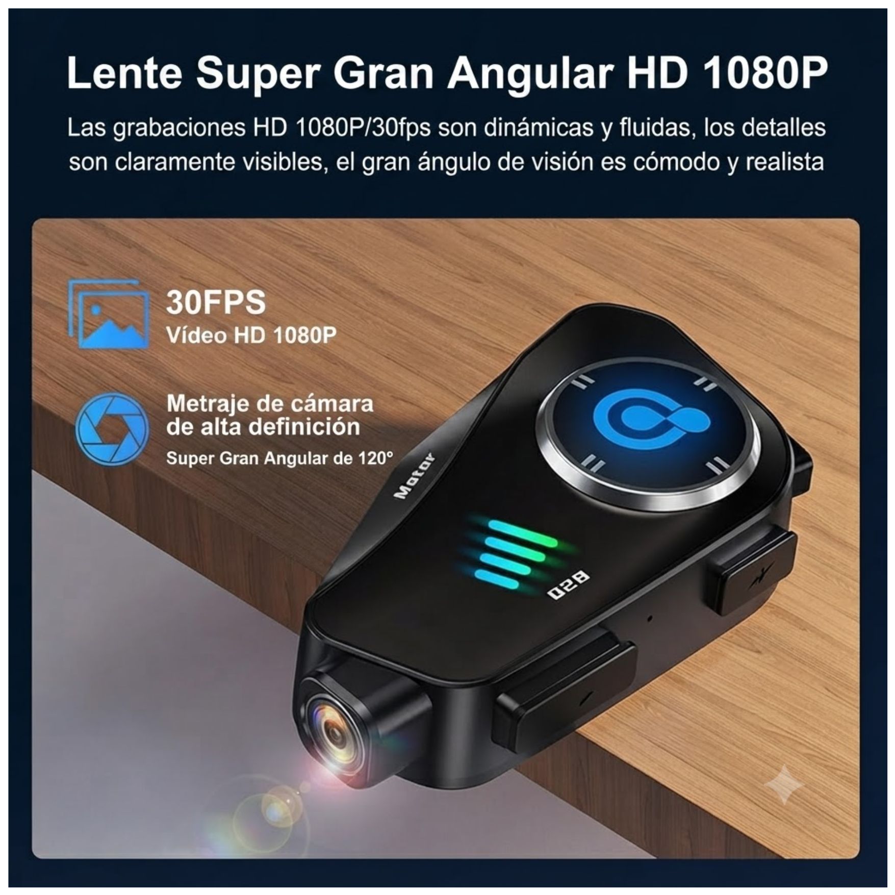 AUDIFONO INTERCOMUNICADOR BLUETOOTH Q28 PARA CASCO CON CÁMARA HD 1080P Y GRABADORA DE CONDUCCIÓN - 4