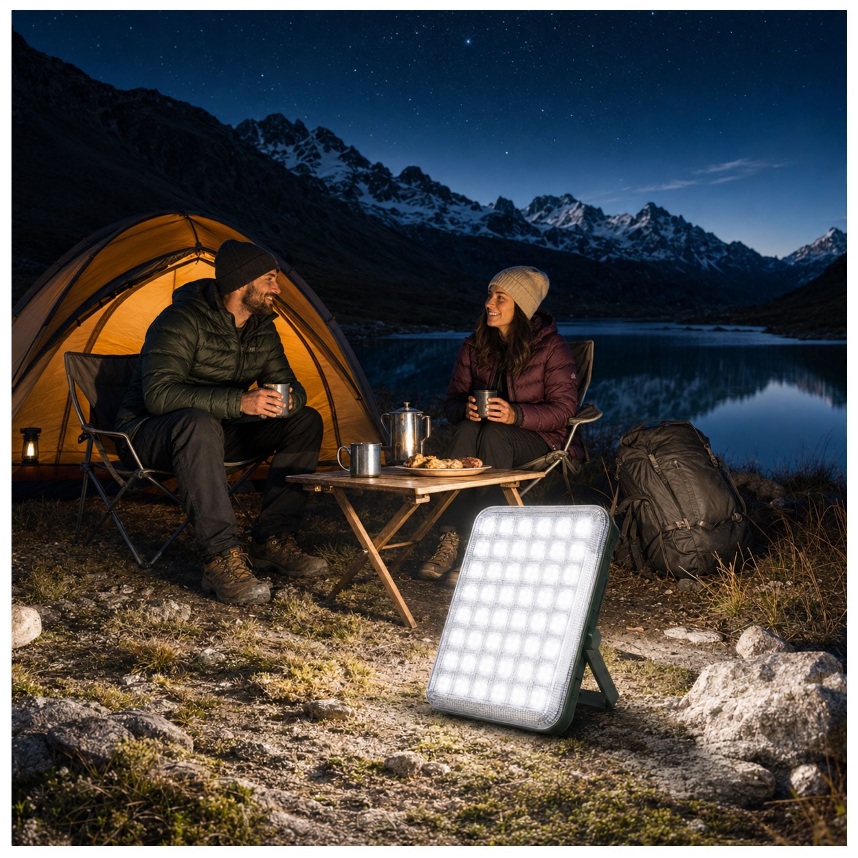 LAMPARA 3 EN 1 REFLECTOR LUZ DE EMERGENCIA LINTERNA POWER BANK CON PANEL SOLAR RECARGABLE CAMPING - 2