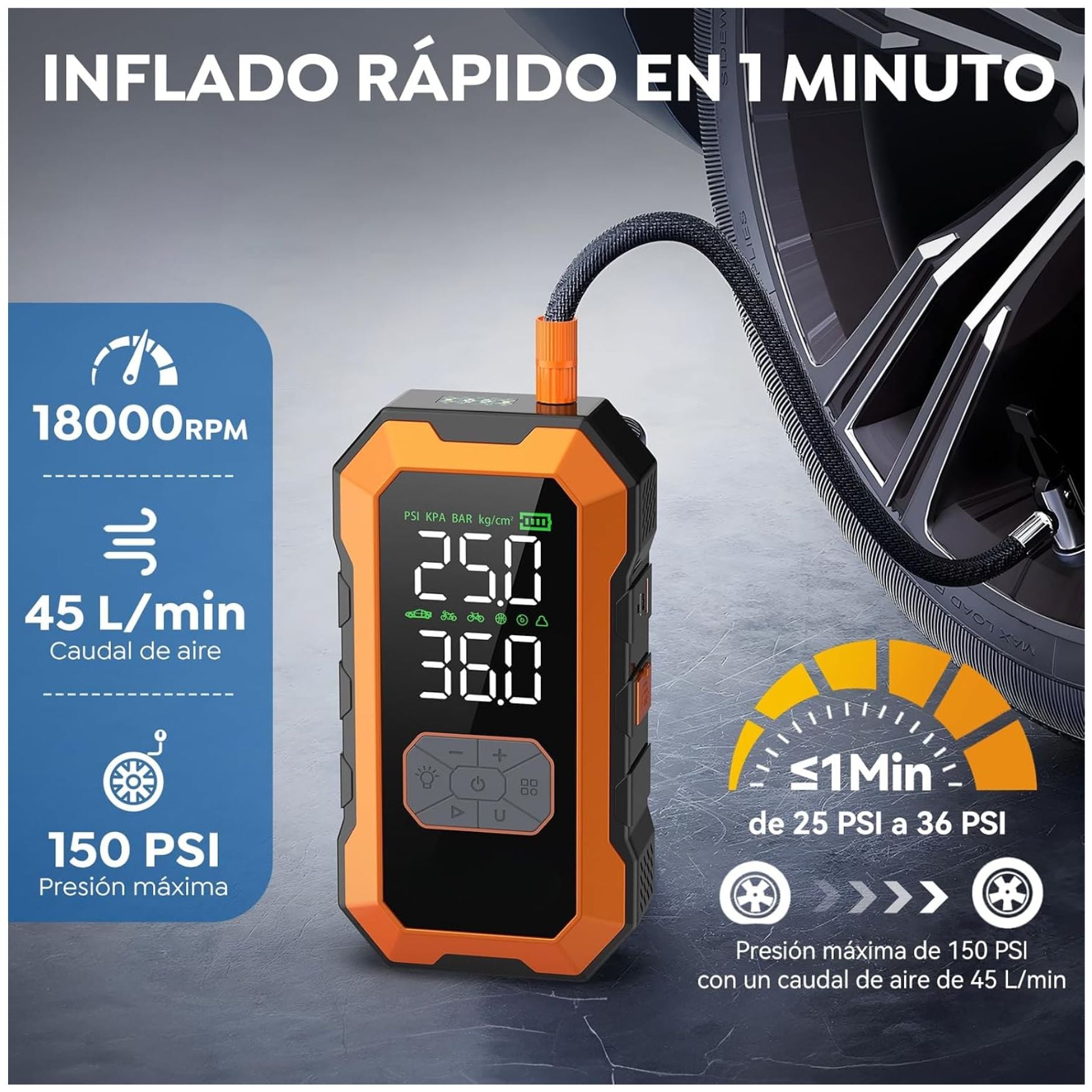 ARRANCADOR DE BATERIA PARA AUTO INFLADOR DE LLANTA CARRO SCOOTER PELOTA LINTERNA POWER BANK - 3
