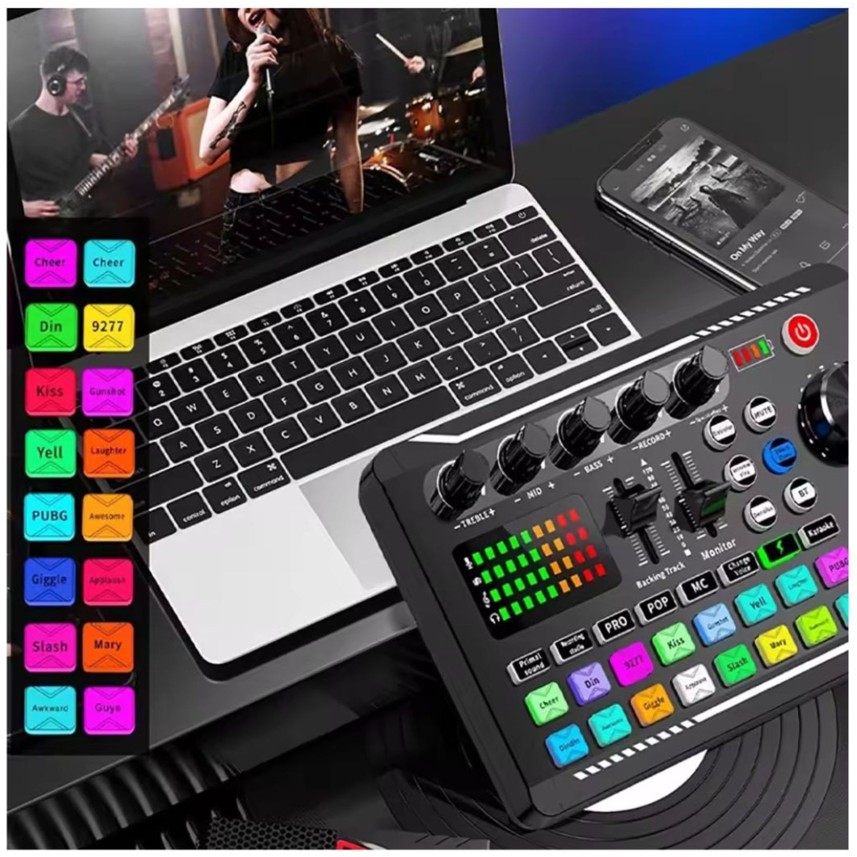 KIT MICROFONO CONDENSADOR CONSOLA MEZCLADORA DE EFECTOS SONIDO TRANSMISIONES EN VIVO F998 - PP646 - 5