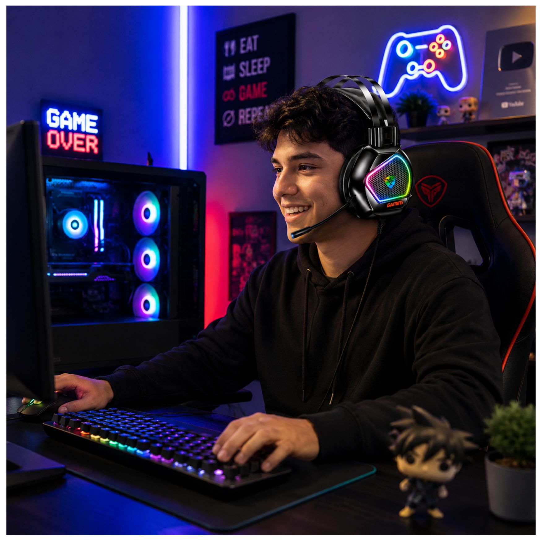 AUDIFONO GAMER CON MICRÓFONO RGB 7.1 USB PARA LAPTOP PC GAMING - 3