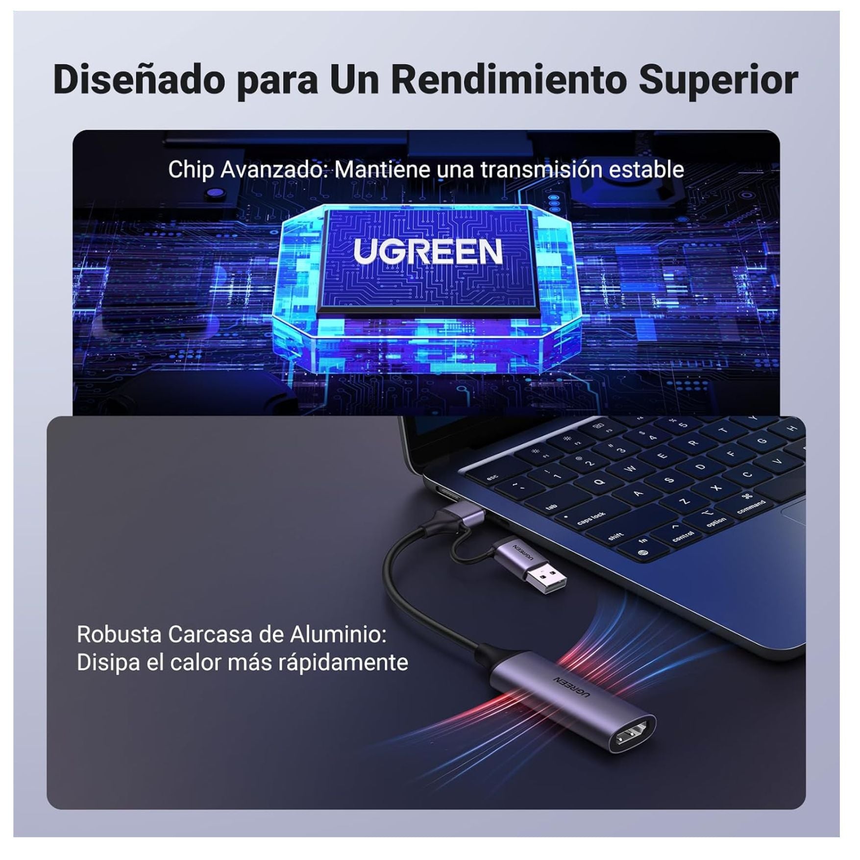 CAPTURADOR DE VIDEO UGREEN USB TYPE C HDMI 1080P 60HZ CÁMARAS Y LAPTOP MACBOOK - 6