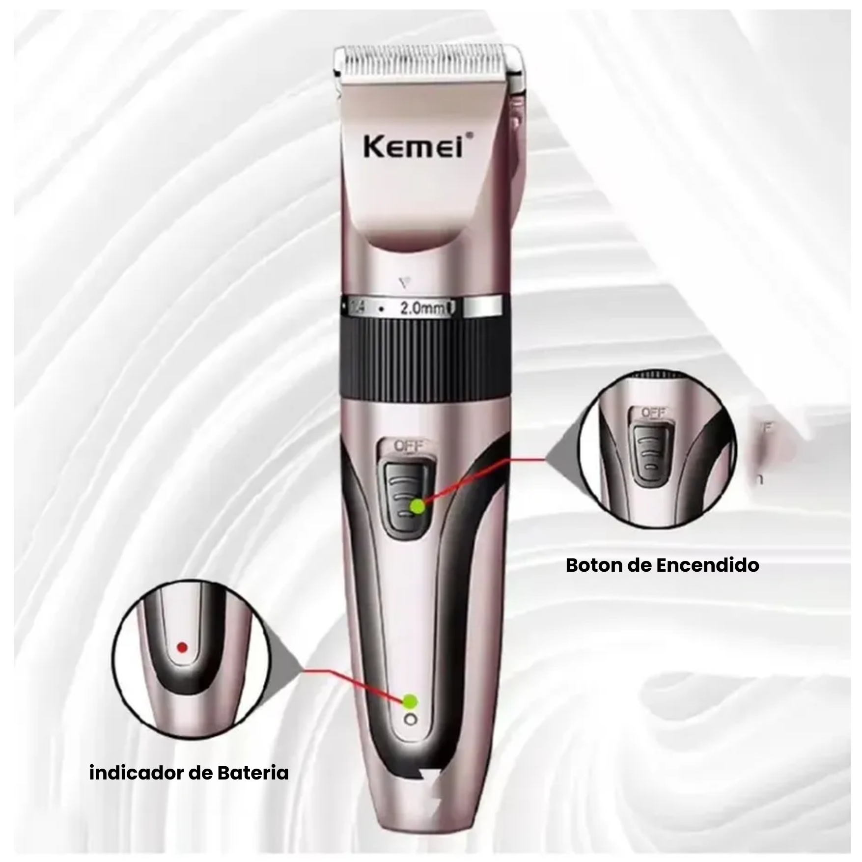 MAQUINA KEMEI CORTADORA PELO DE MASCOTA PERRO GATO RECARGABLE ROSADO - 6