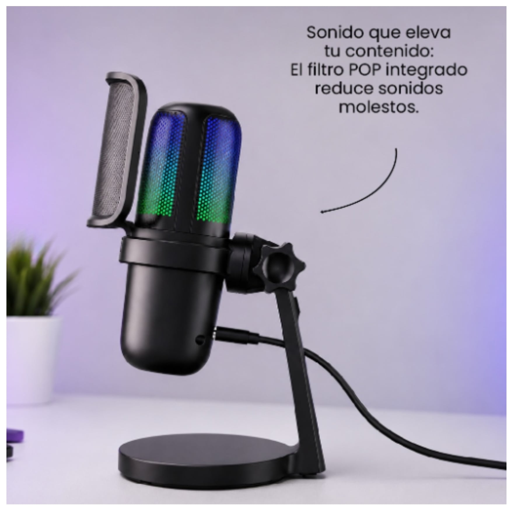 MICROFONO GAMER RGB KUZLER STRIX PRO PARA LAPTOP PC LIVE STREAMING - 4