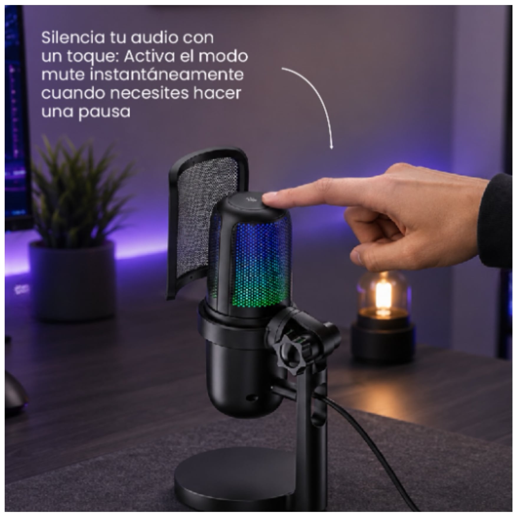 MICROFONO GAMER RGB KUZLER STRIX PRO PARA LAPTOP PC LIVE STREAMING - 5