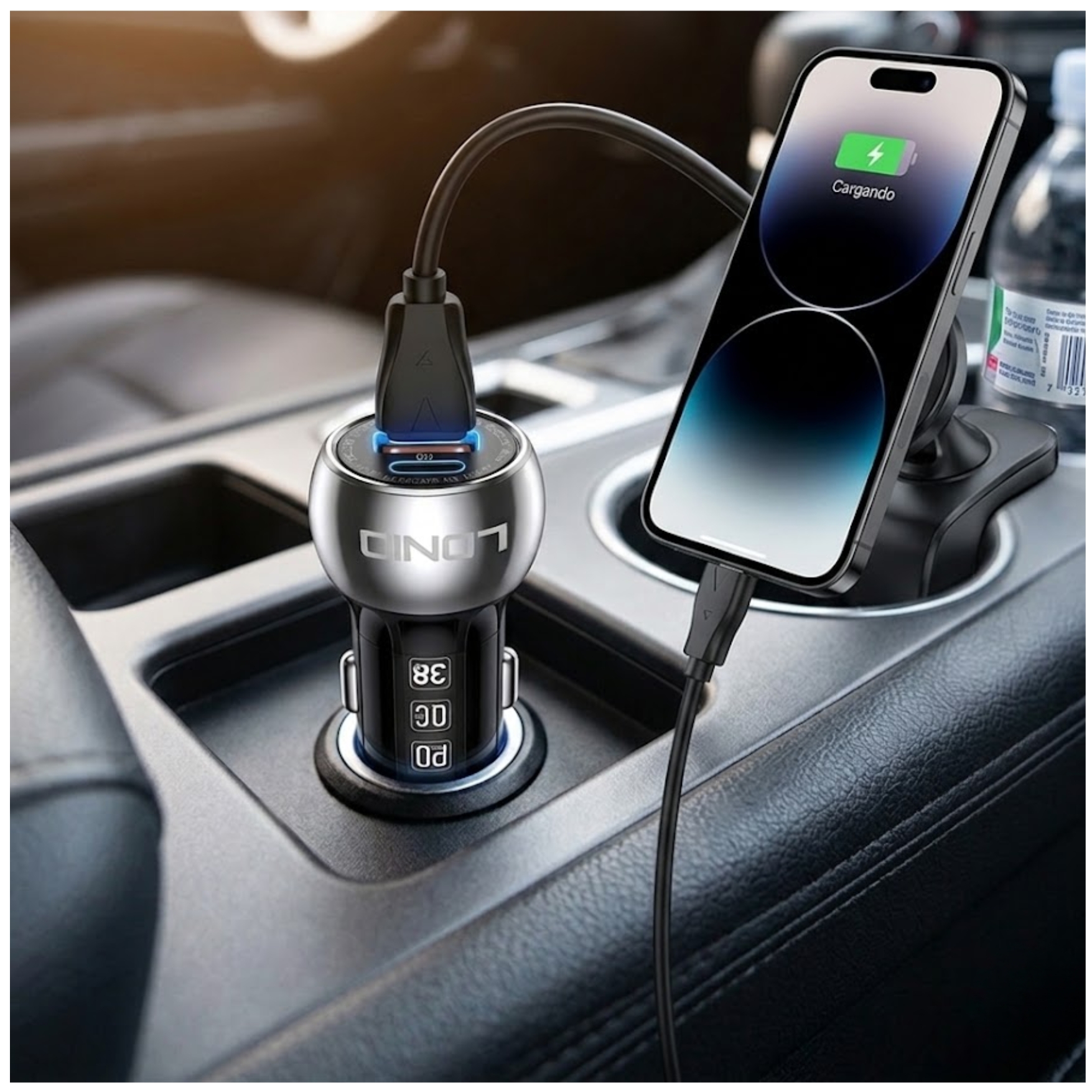 CARGADOR AUTO LDNIO C1 METAL CARGA RÁPIDA 38W TIPO C Y USB + CABLE USB - 6