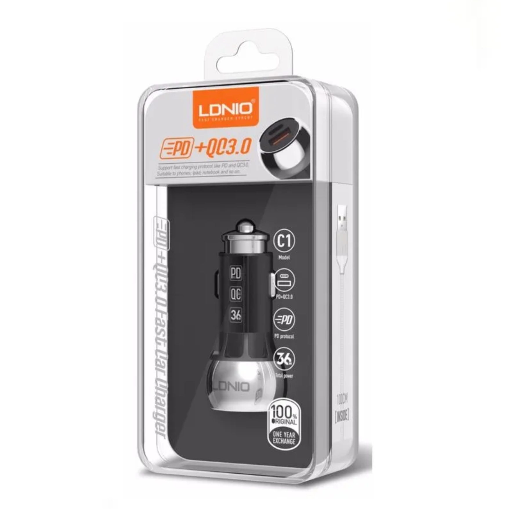 CARGADOR AUTO LDNIO C1 METAL CARGA RÁPIDA 38W TIPO C Y USB + CABLE USB - 7