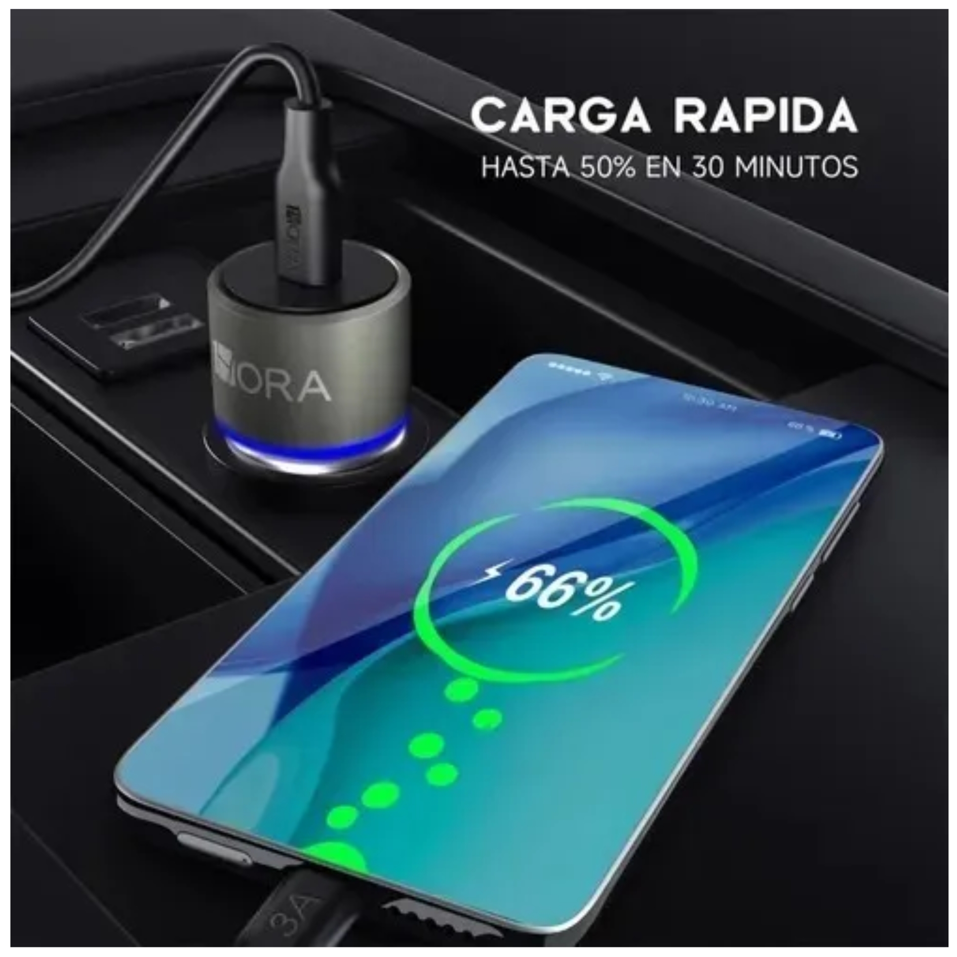 CARGADOR AUTO CARGA RAPIDA 20W + CABLE TYPE C 1HORA PARA IPHONE SAMSUNG  HONOR OPPO IPHONE XIOAMI - 6