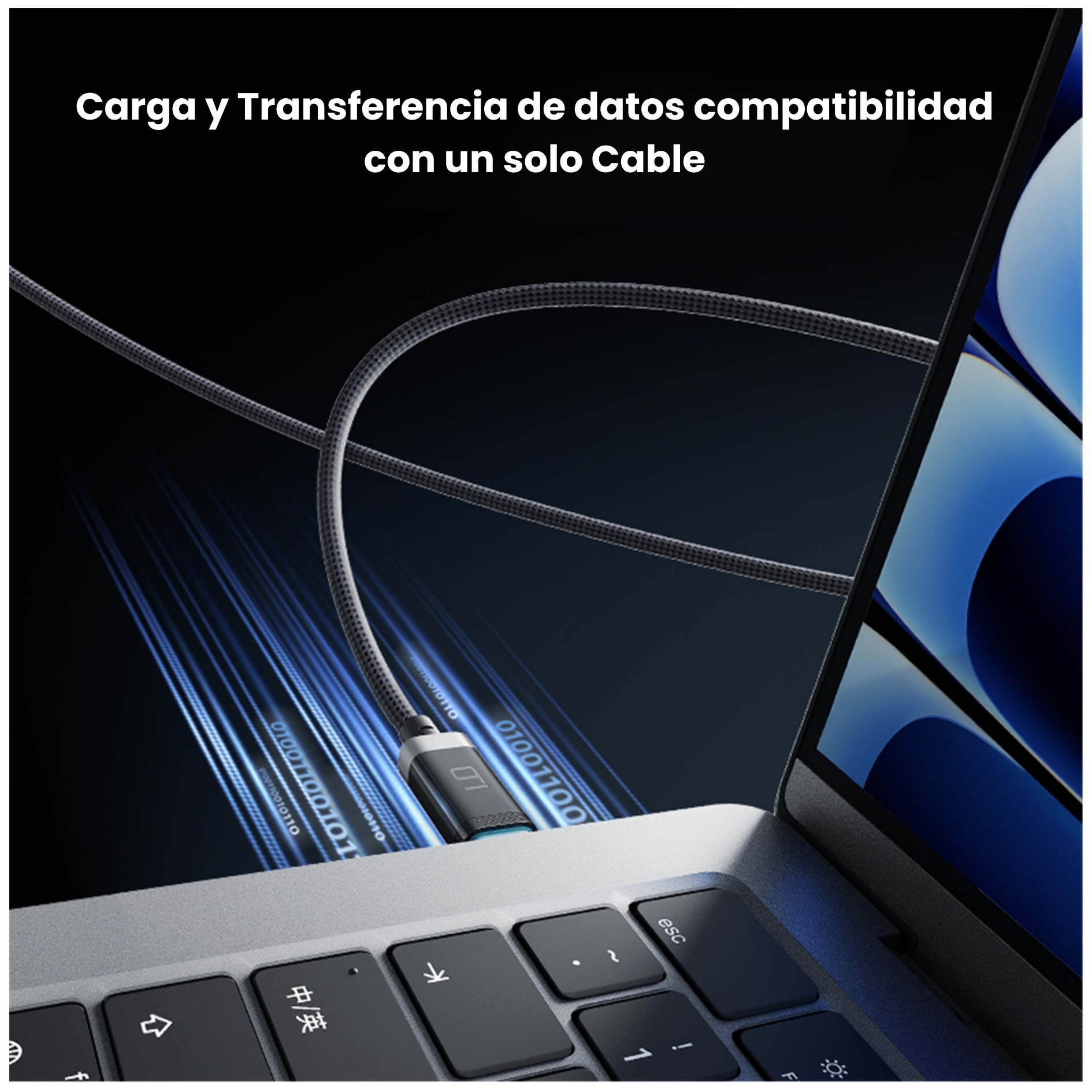 CABLE MAGNETICO TIPO C 240W CUKTECH USB-C 6A PANTALLA OLED CARGA RÁPIDA  1.5M - 5