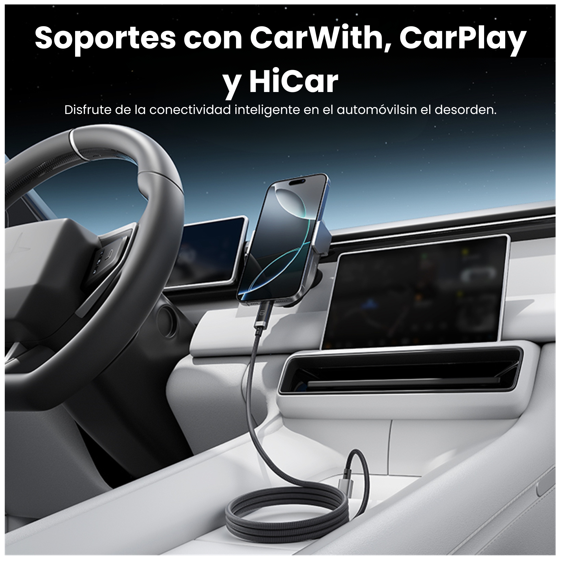CABLE MAGNETICO TIPO C 240W CUKTECH USB-C 6A PANTALLA OLED CARGA RÁPIDA  1.5M - 7