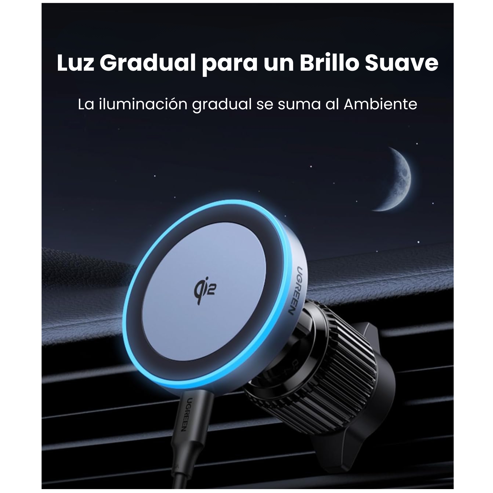 CARGADOR DE AUTO UGREEN INALÁMBRICO MAGFLOW QI2 DE 15W, HOLDER MAGSAFE  MAGNETICO - 4