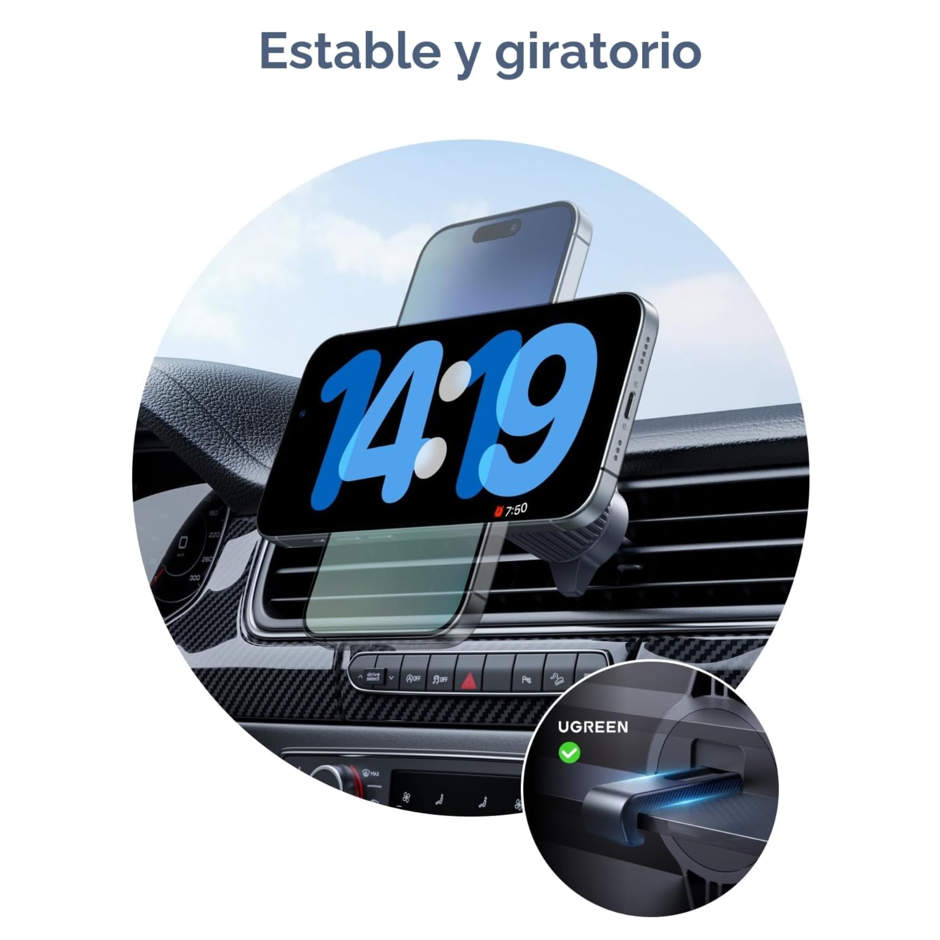 CARGADOR DE AUTO UGREEN INALÁMBRICO MAGFLOW QI2 DE 25W, SOPORTE HOLDER MAGNETICO - 7