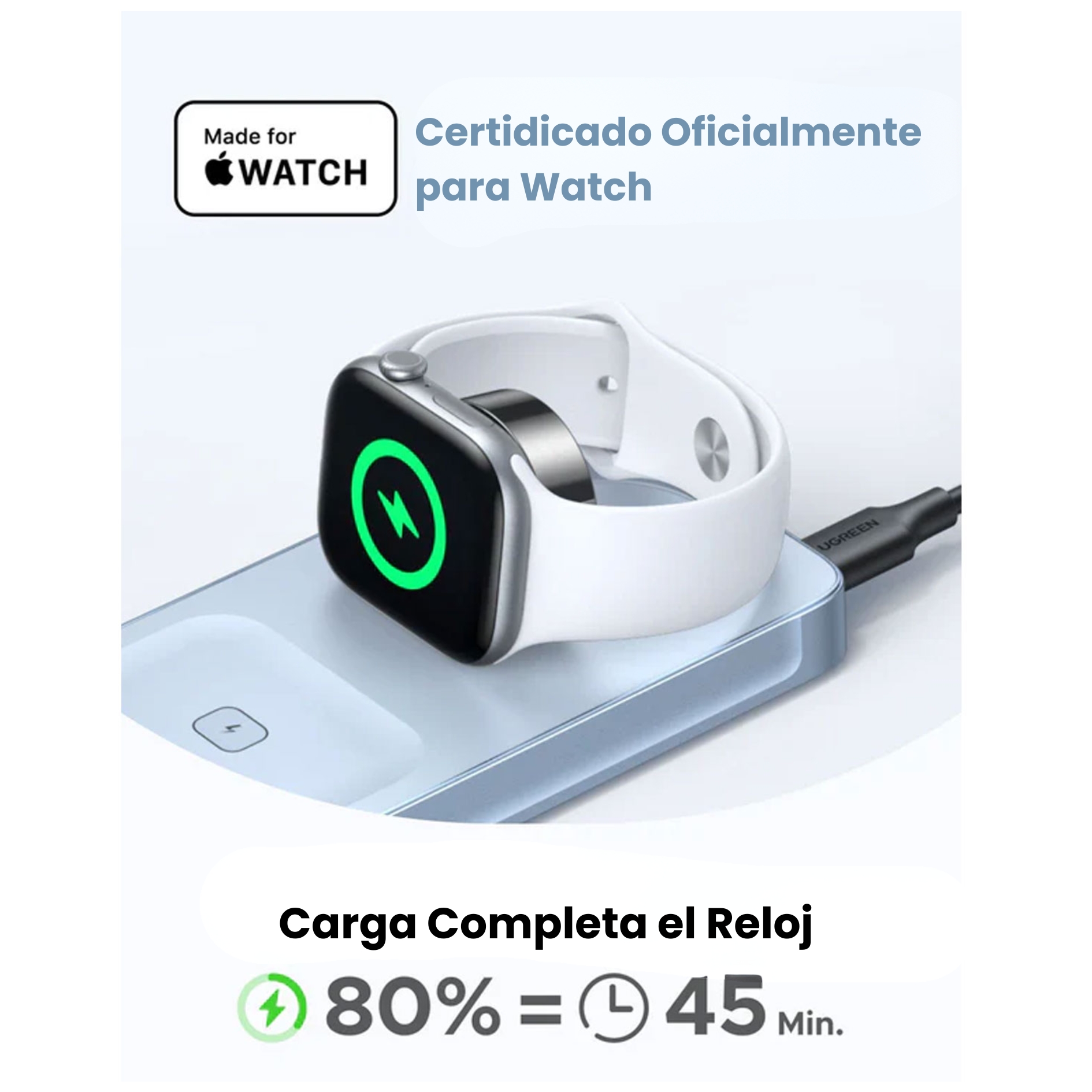 CARGADOR INALÁMBRICO UGREEN MAGFLOW 3 EN 1 PLEGABLE 25W CAGADOR QI2  MAGSAFE AIRPODS SMARTWATCH - 5
