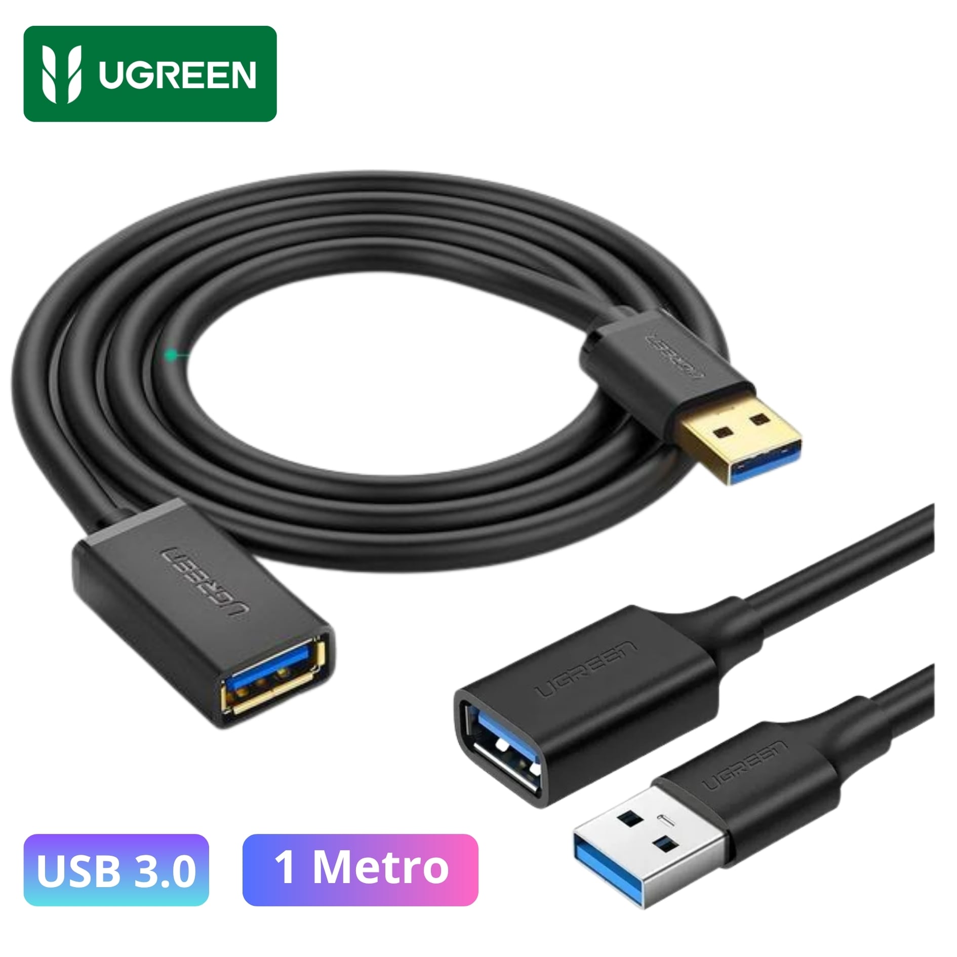 CABLE EXTENSIÓN USB 3.0 UGREEN 1 METRO MACHO A HEMBRA 5GBPS PARA LAPTOP Y PC - 1