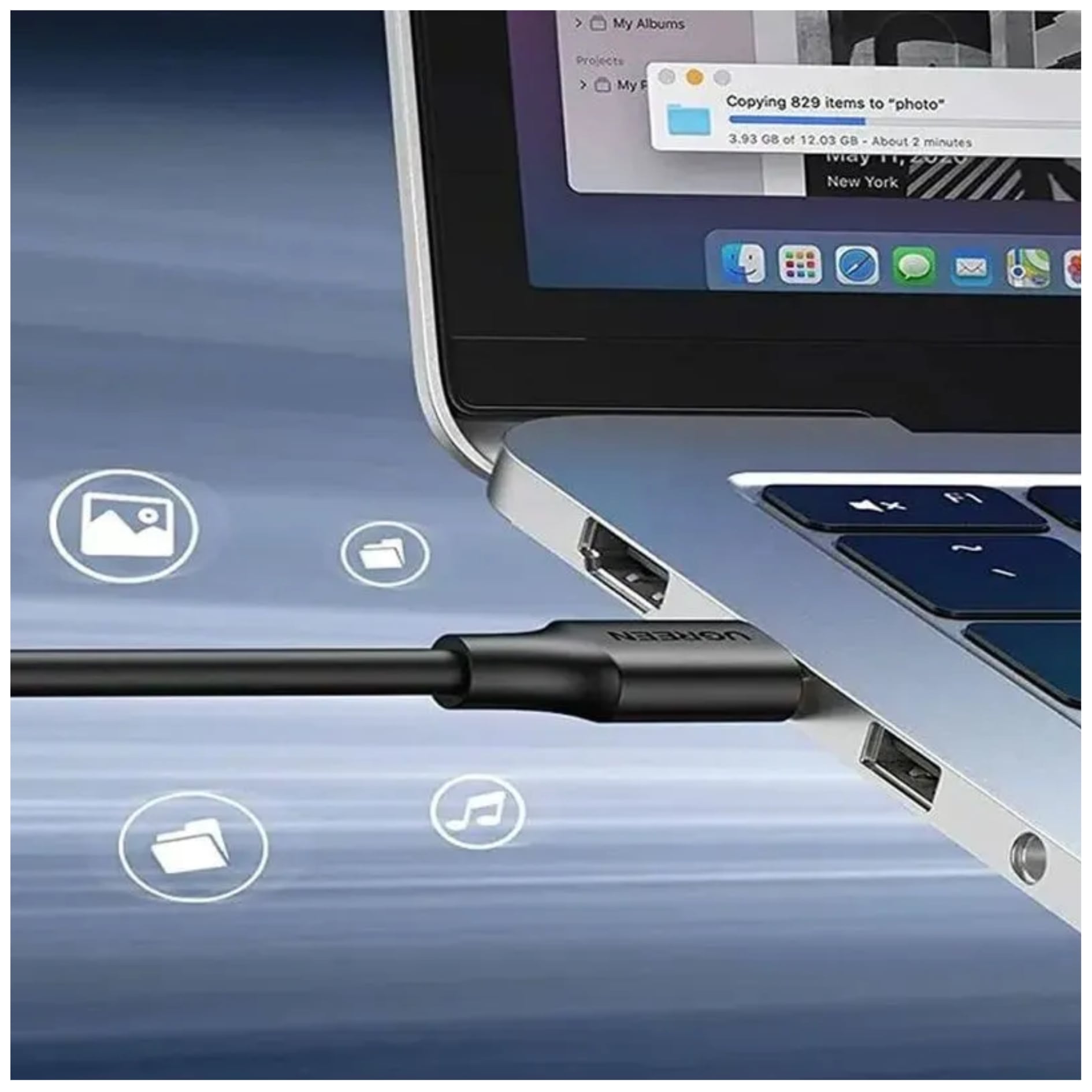CABLE EXTENSIÓN USB 3.0 UGREEN 1 METRO MACHO A HEMBRA 5GBPS PARA LAPTOP Y PC - 7