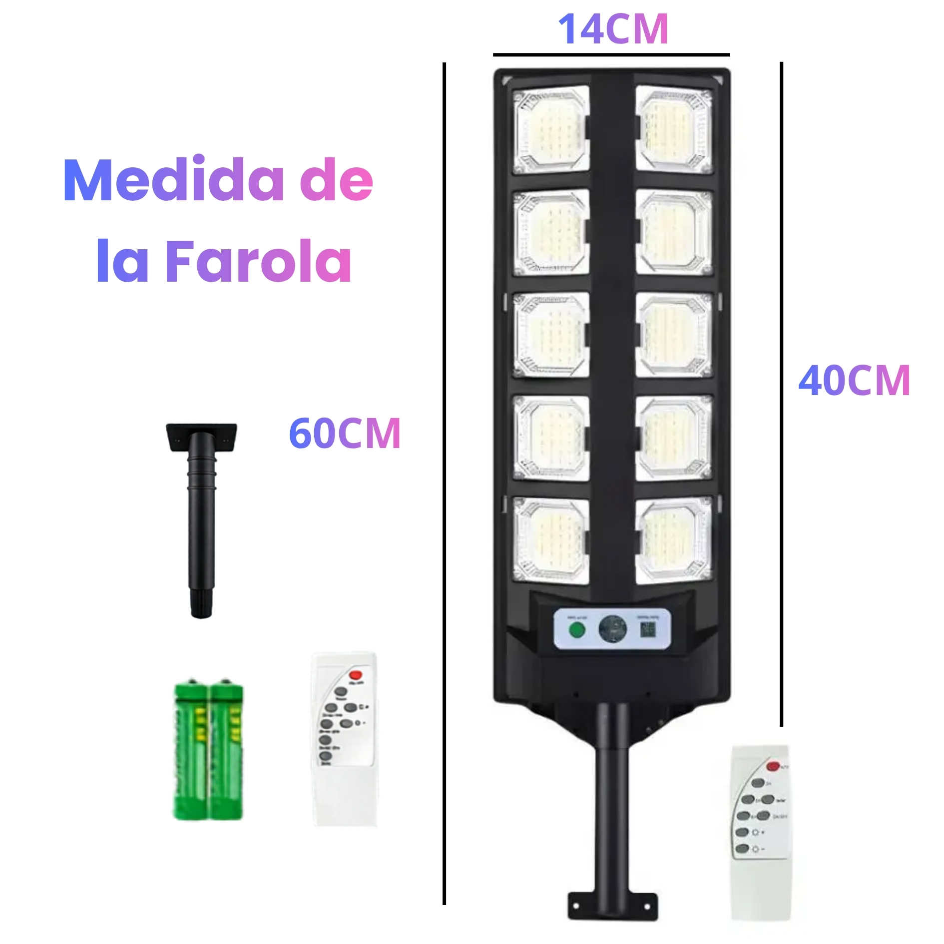 REFLECTOR FAROLA LUZ LED 200W CON PANEL SOLAR RECARGABLE AHORRO DE ENERGÍA - 3