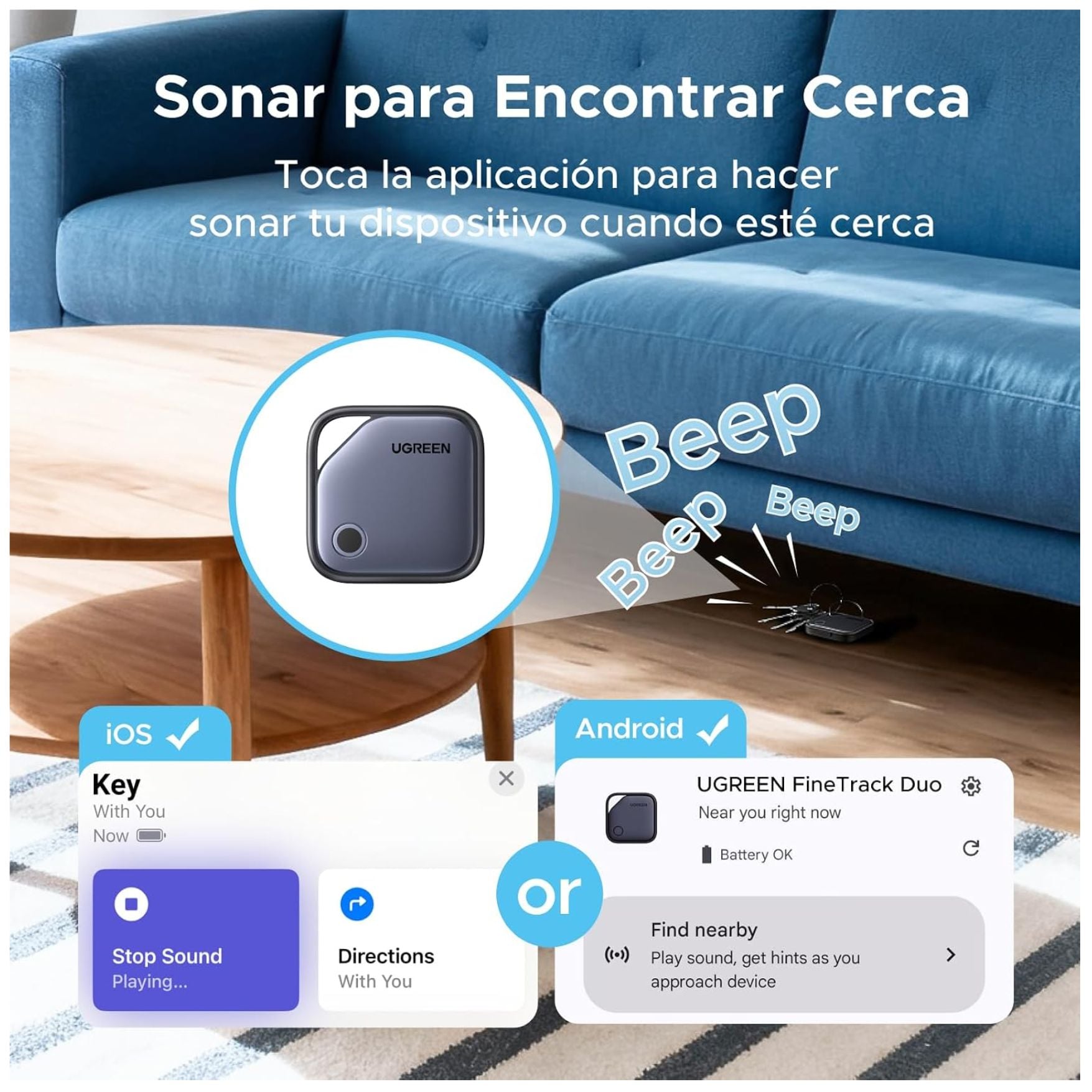 RASTREADOR LOCALIZADOR UGREEN FINETRACK INTELIGENTE RECARGABLE COMPATIBLE IPHONE IOS O ANDROID - 4