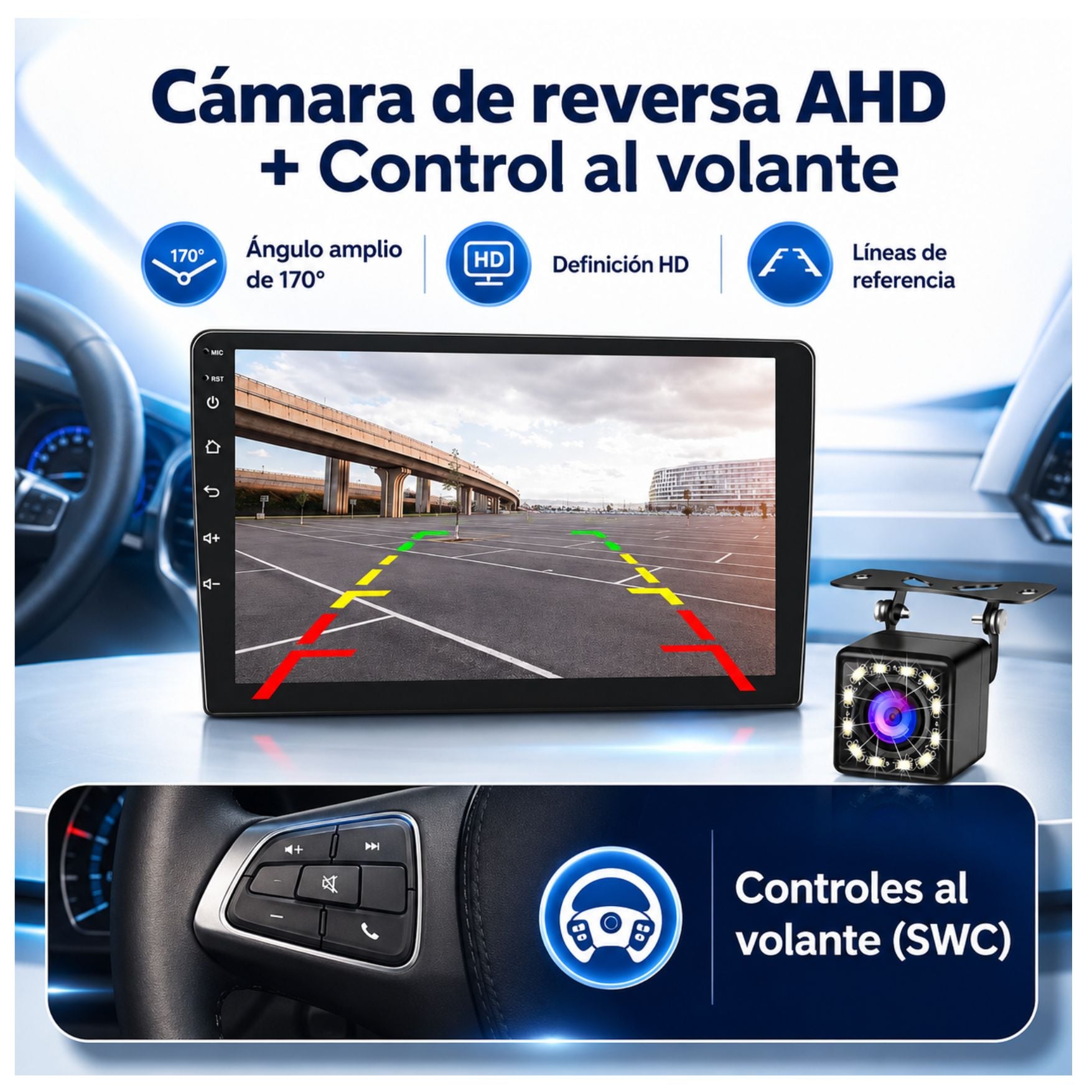 AUTORADIO ANDROID CON PANTALLA TACTIL 10 PULGADAS 2+32GB GPS WIFI BLUETOOTH Y CÁMARA RETROVISOR - 2