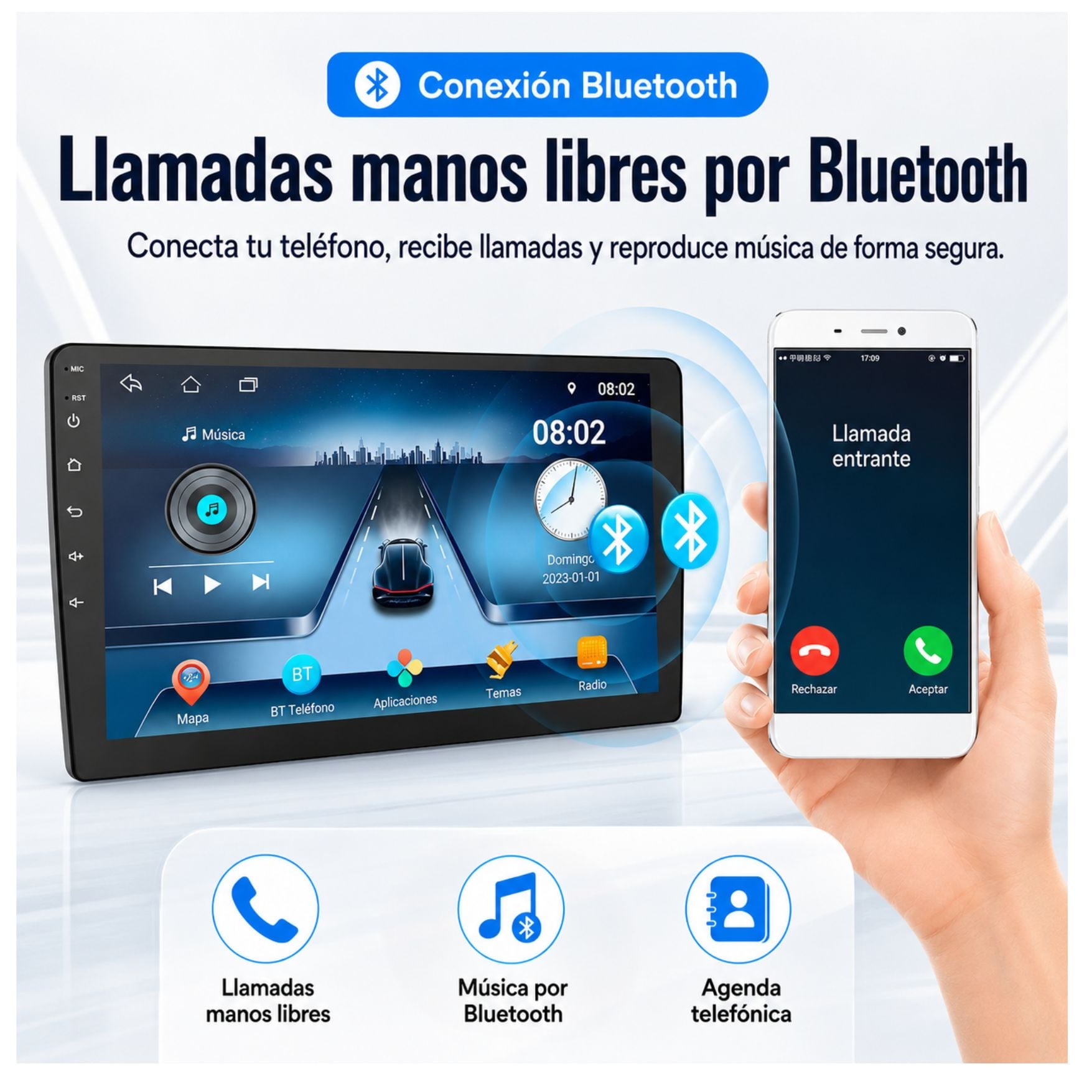 AUTORADIO ANDROID CON PANTALLA TACTIL 10 PULGADAS 2+32GB GPS WIFI BLUETOOTH Y CÁMARA RETROVISOR - 5