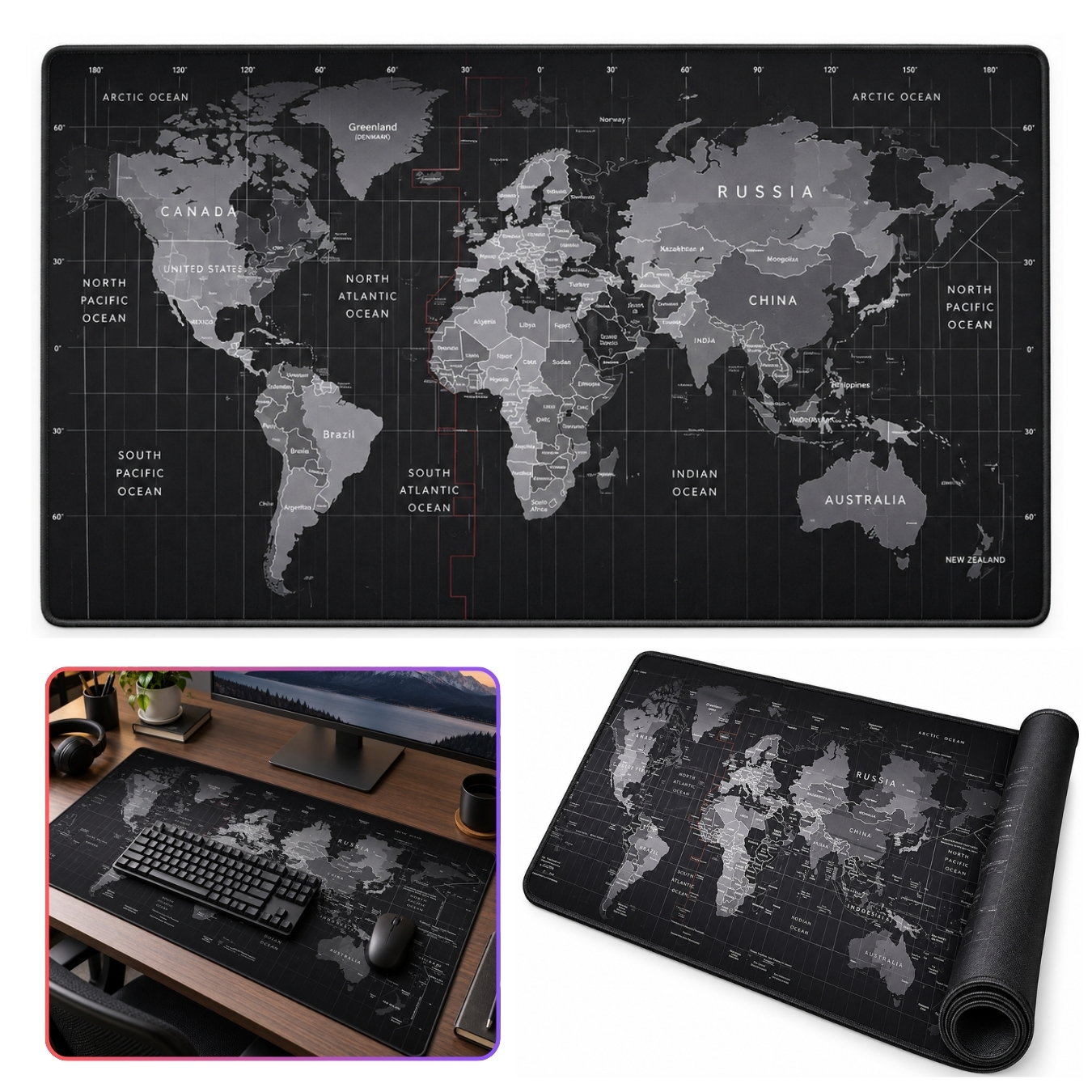 PAD MOUSE GAMER XXL 90×40 CM PARA TECLADO MOUSE ALFOMBRILLA ANTIDESLIZANTE GAMING MAPAMUNDI - 2