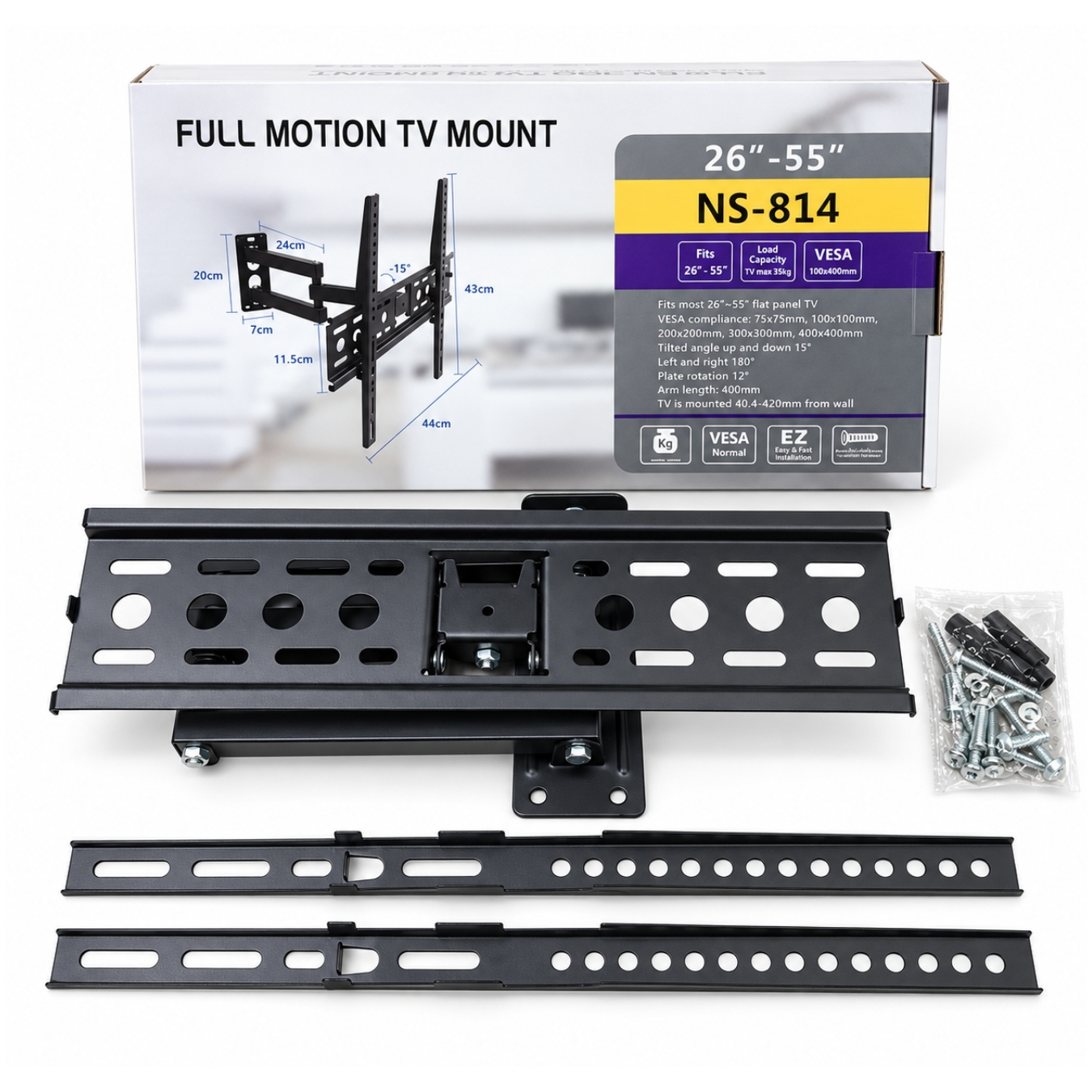 RACK DE TELEVISIÓN SOPORTE GIRATORIO PARA PANTALLAS 26-55 PULGADAS NS-814 ARTICULADO - 2