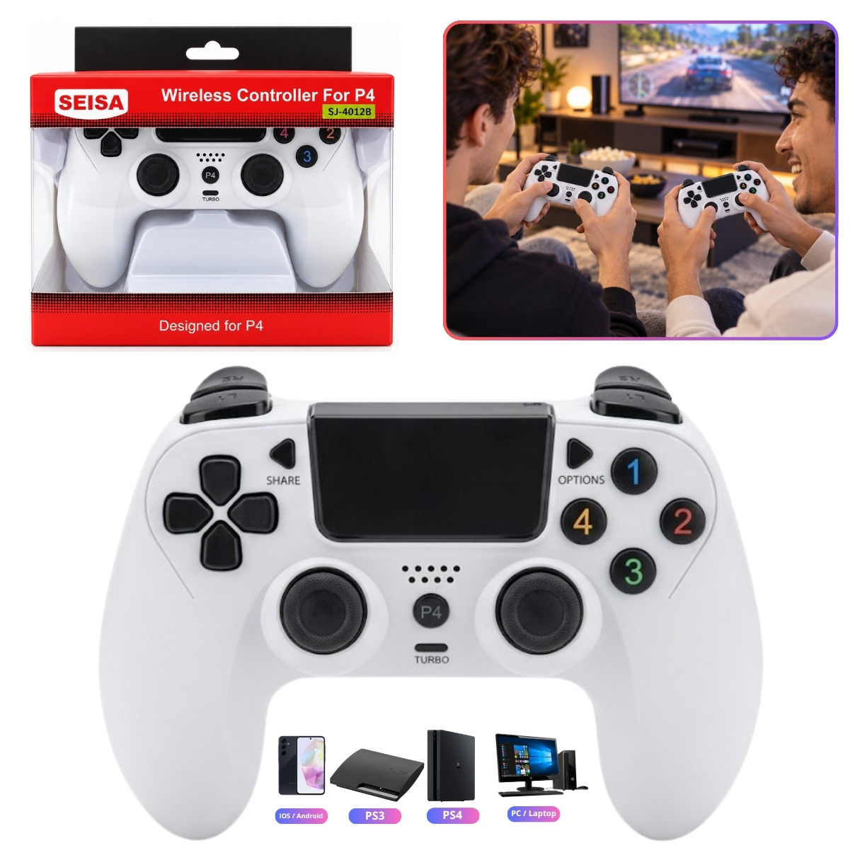JOYSTICK MANDO CONTROL PARA PS3 PS4 PC ANDROID INALÁMBRICO RECARGABLE VIBRACIÓN DUAL - 1
