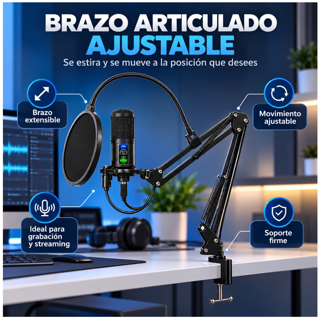 KIT MICRÓFONO CONDENSADOR PROFESIONAL PC USB PARA STREAM Y PODCAST BM-65 - 4
