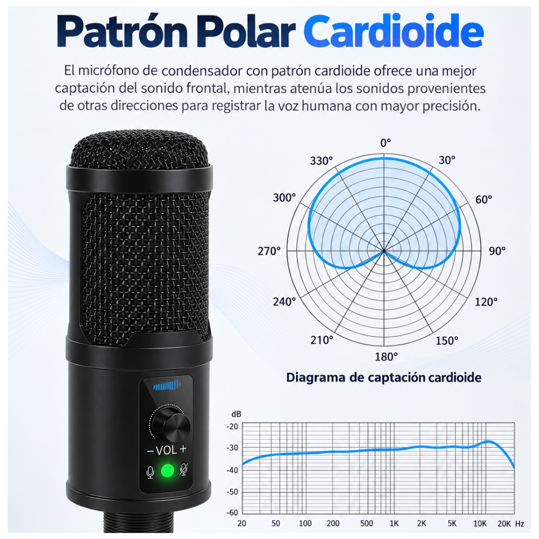 KIT MICRÓFONO CONDENSADOR PROFESIONAL PC USB PARA STREAM Y PODCAST BM-65 - 5