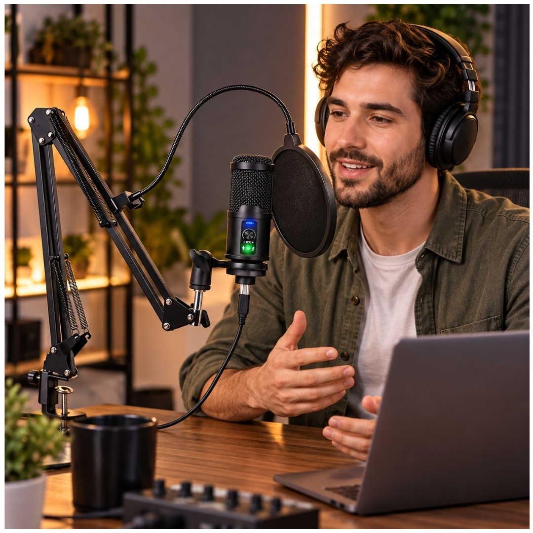 KIT MICRÓFONO CONDENSADOR PROFESIONAL PC USB PARA STREAM Y PODCAST BM-65 - 7
