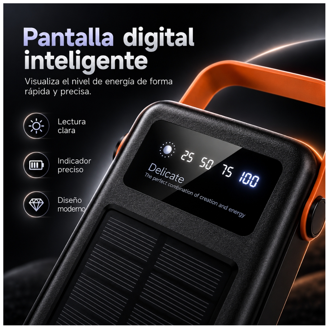 POWER BANK HOCO 30000MAH CARGA SOLAR CARGA RAPIDA 22.5W CON LINTERNA PANTALLA - 5