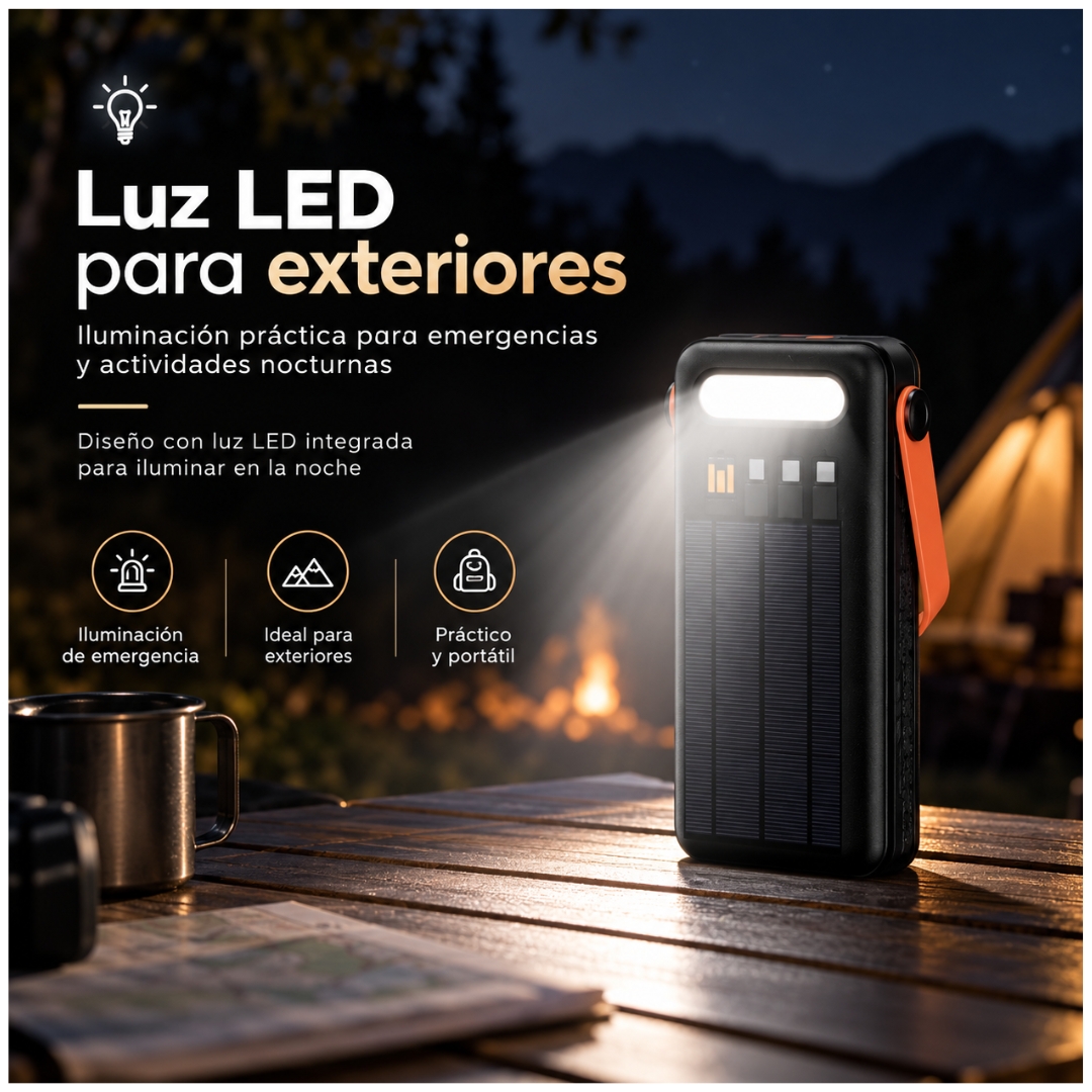 POWER BANK HOCO 30000MAH CARGA SOLAR CARGA RAPIDA 22.5W CON LINTERNA PANTALLA - 7