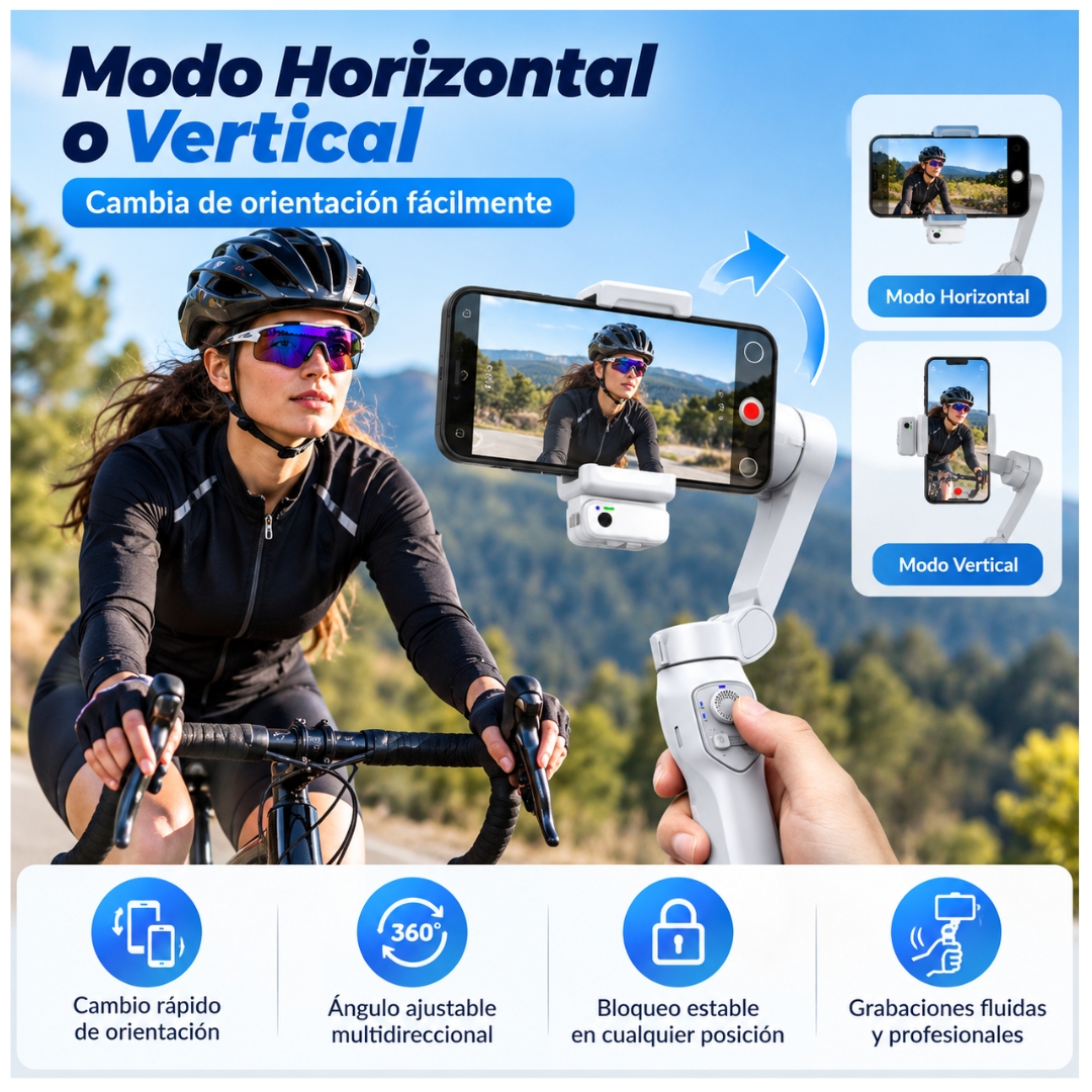 ESTABILIZADOR INTELIGENTE IA GIMBALL PARA CAMARAS CELULARES FOTOGRAFIA PROFESIONAL - 5