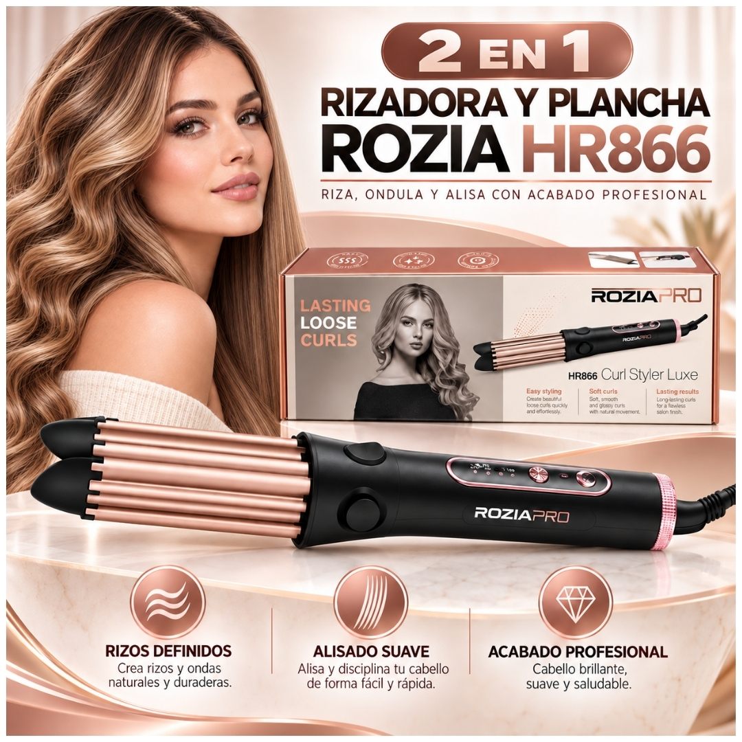 PLANCHA PROFESIONAL ALISADORA RIZADORA PARA CABELLO ROZIA HR-866 - 2
