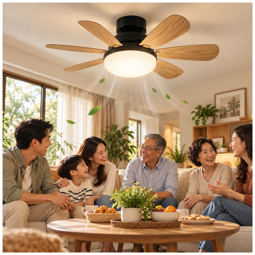 FOCO VENTILADOR DE TECHO 18W 6 ASPAS LUZ LED Y 3 VELOCIDADES DE AIRE CON CONTROL REMOTO NEGRO - 7